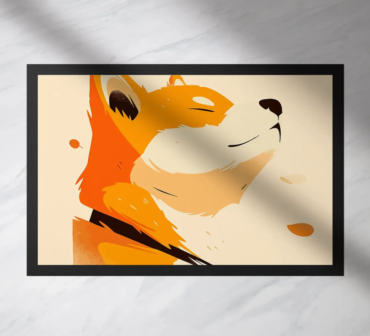 orangefarbener Fuchs Profilansicht Fuchsgesicht Tierporträt fallend lea Fußmatte von Karin M Fried