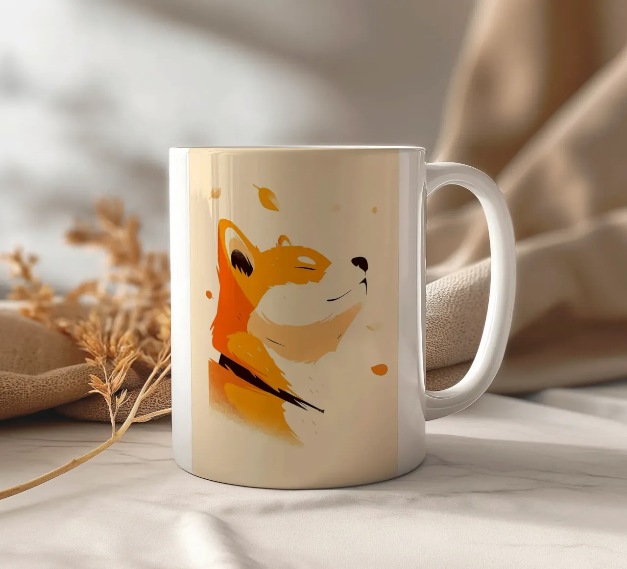 orangefarbener Fuchs Profilansicht Fuchsgesicht Tierporträt fallend lea Keramik Tasse von Karin M Fried