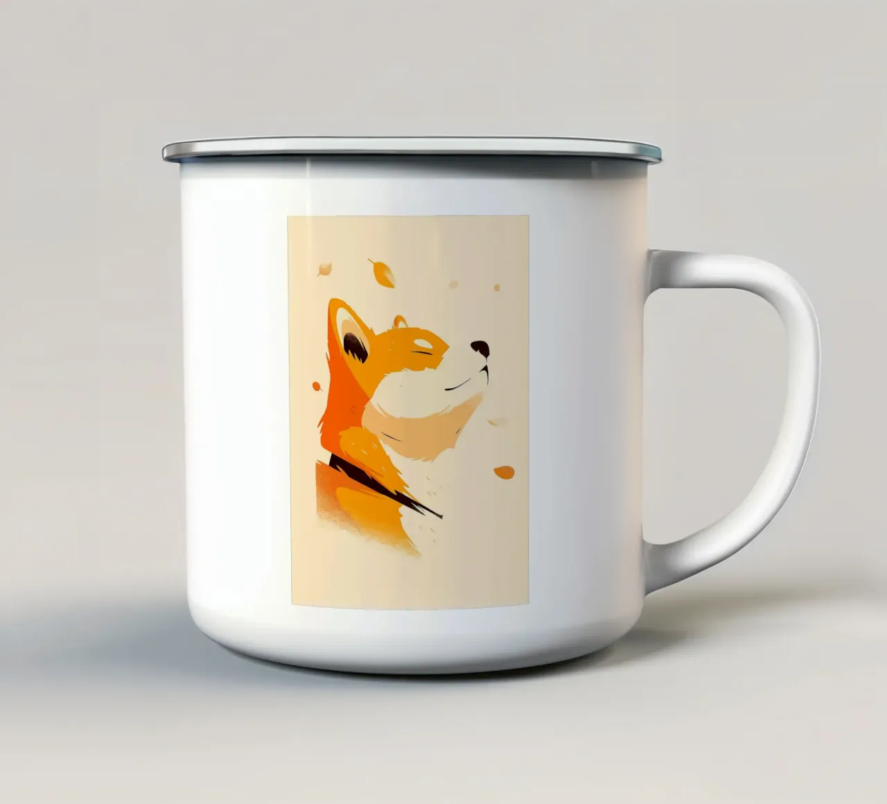orangefarbener Fuchs Profilansicht Fuchsgesicht Tierporträt fallend lea Emaille Tasse von Karin M Fried