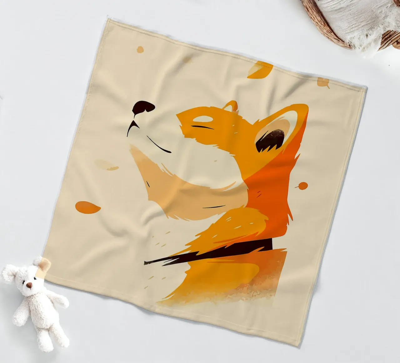 orangefarbener Fuchs Profilansicht Fuchsgesicht Tierporträt fallend lea Fleecedecke von Karin M Fried
