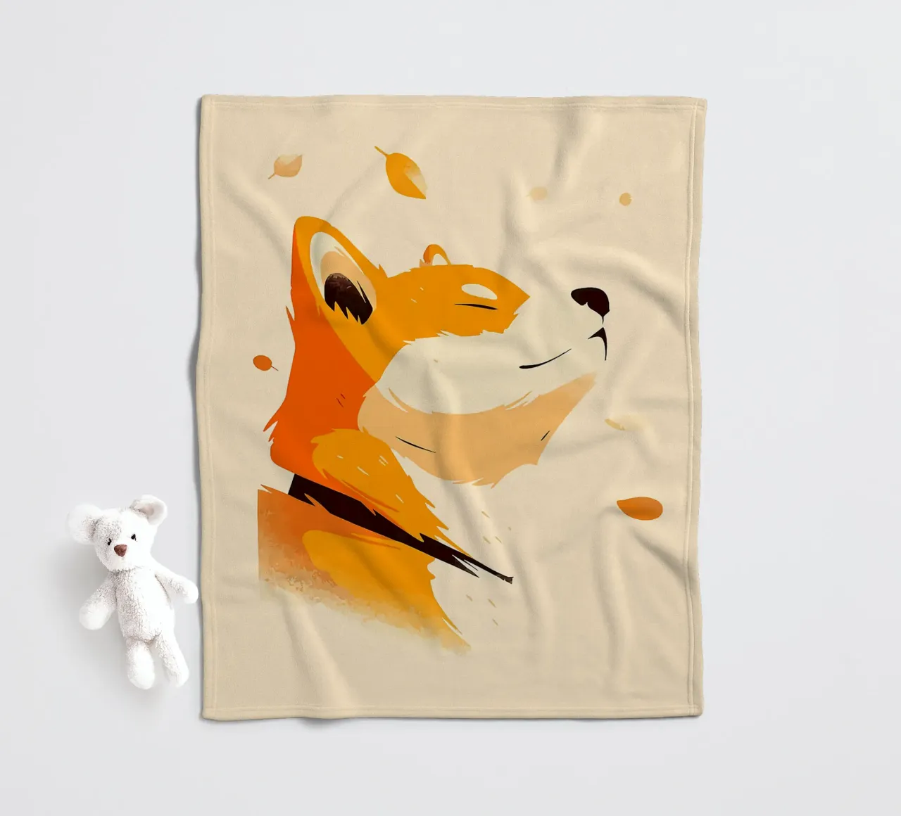 orangefarbener Fuchs Profilansicht Fuchsgesicht Tierporträt fallend lea Fleecedecke von Karin M Fried