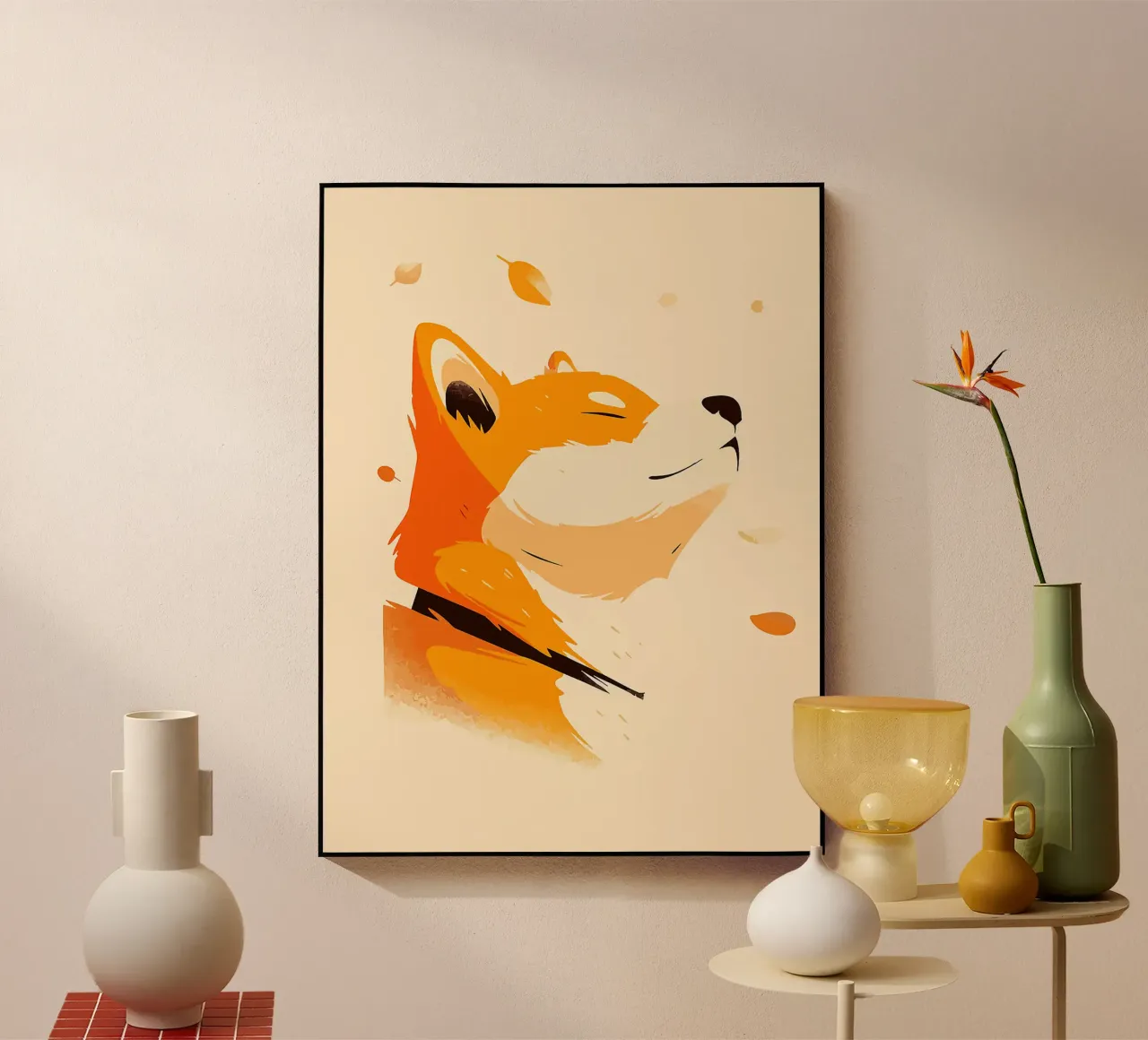 orangefarbener Fuchs Profilansicht Fuchsgesicht Tierporträt fallend lea Acryl-Glas von Karin M Fried