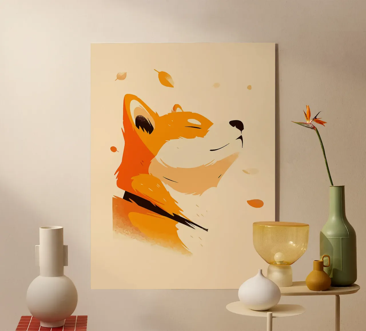 orangefarbener Fuchs Profilansicht Fuchsgesicht Tierporträt fallend lea Acryl-Glas von Karin M Fried