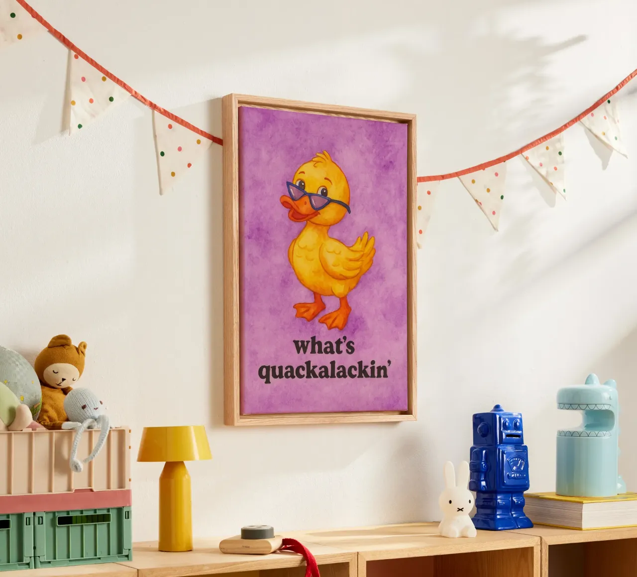 whats quackalackin funny duck canvas with Floater frame by limous