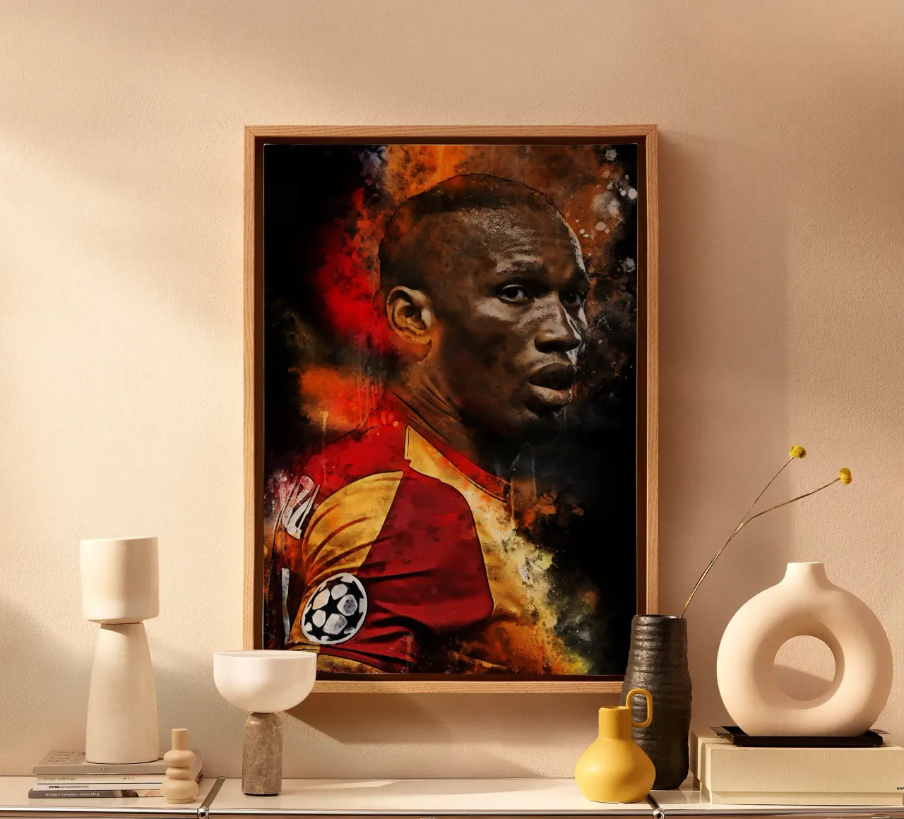 Didier Drogba canvas met Baklijst van MasterInkArt