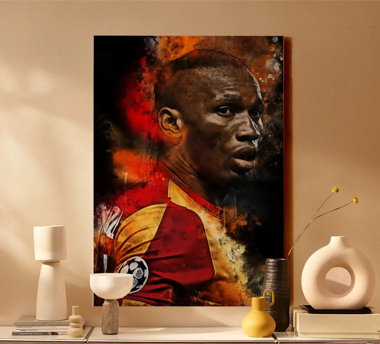 Didier Drogba canvas met Baklijst van MasterInkArt