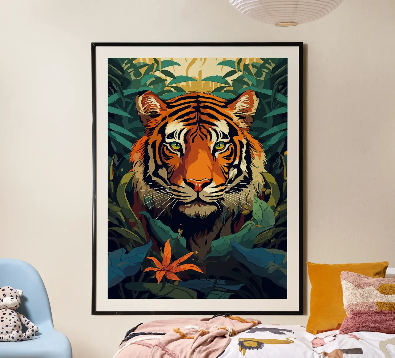 foglie della giungla tigrata poster con telaio in alluminio da Frank J Weissmuller