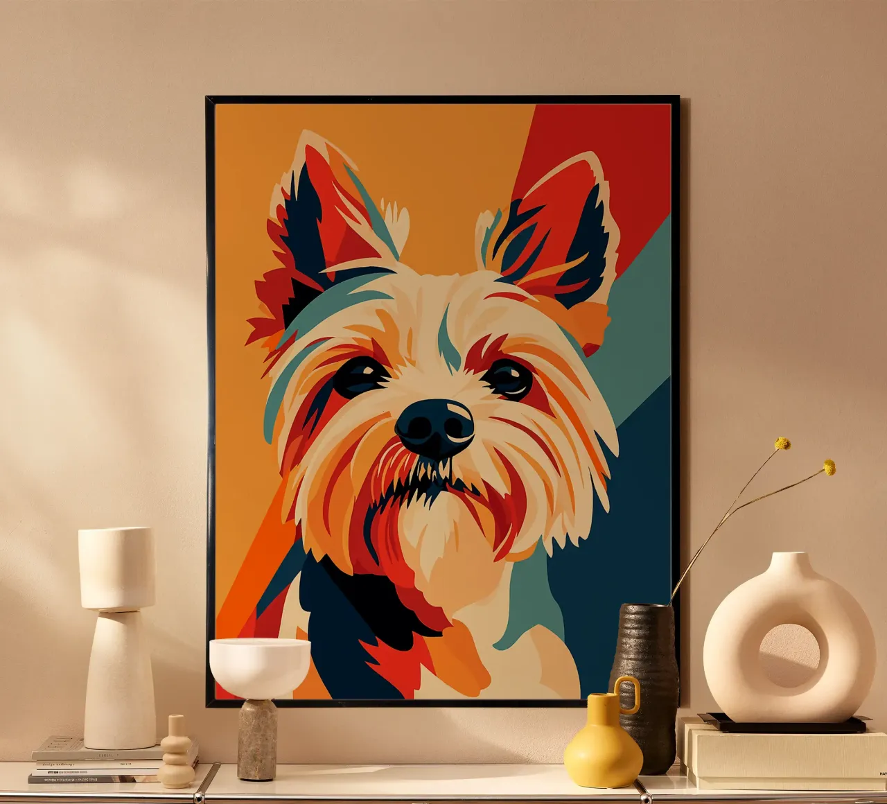cane yorkshire terrier animale ritratto canino poster con telaio in alluminio da Frank J Weissmuller