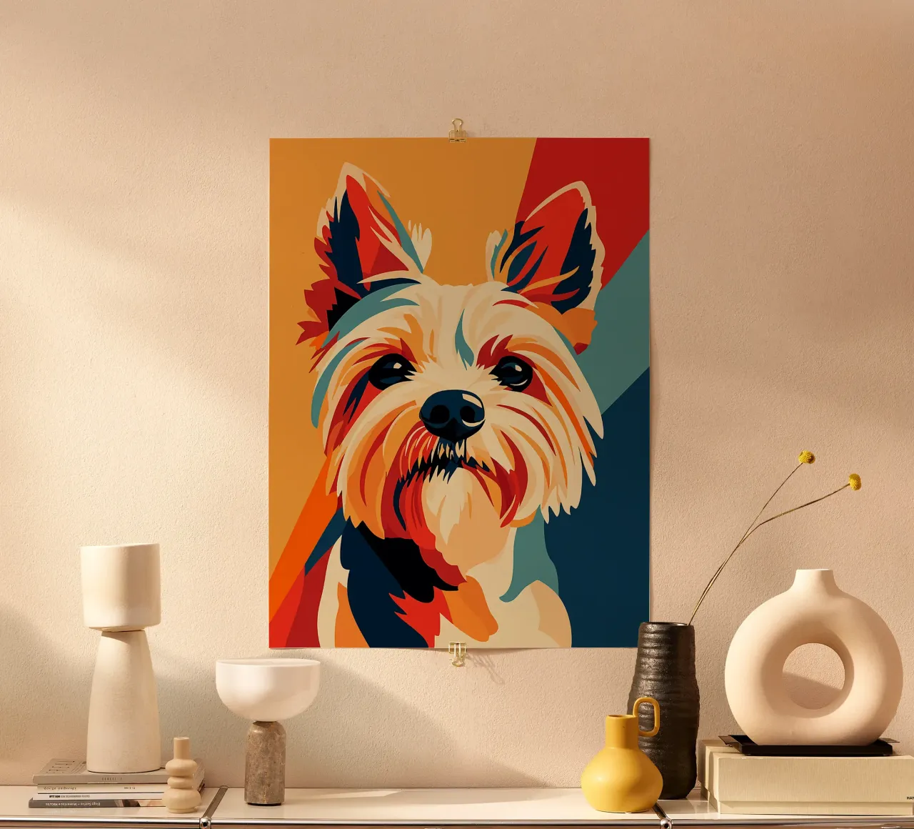 cane yorkshire terrier animale ritratto canino poster con telaio in alluminio da Frank J Weissmuller