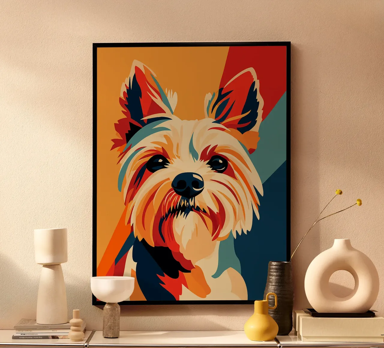cane yorkshire terrier animale ritratto canino poster con telaio in alluminio da Frank J Weissmuller