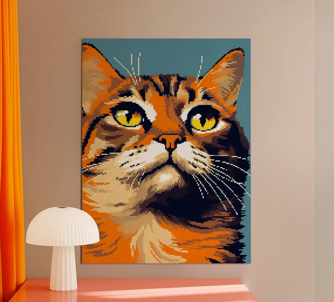 gatto animale baffi occhi pelliccia poster con telaio in legno da Frank J Weissmuller