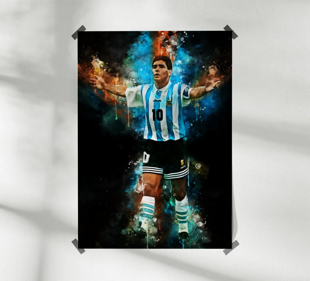 Diego Maradona poster con telaio in legno da MasterInkArt