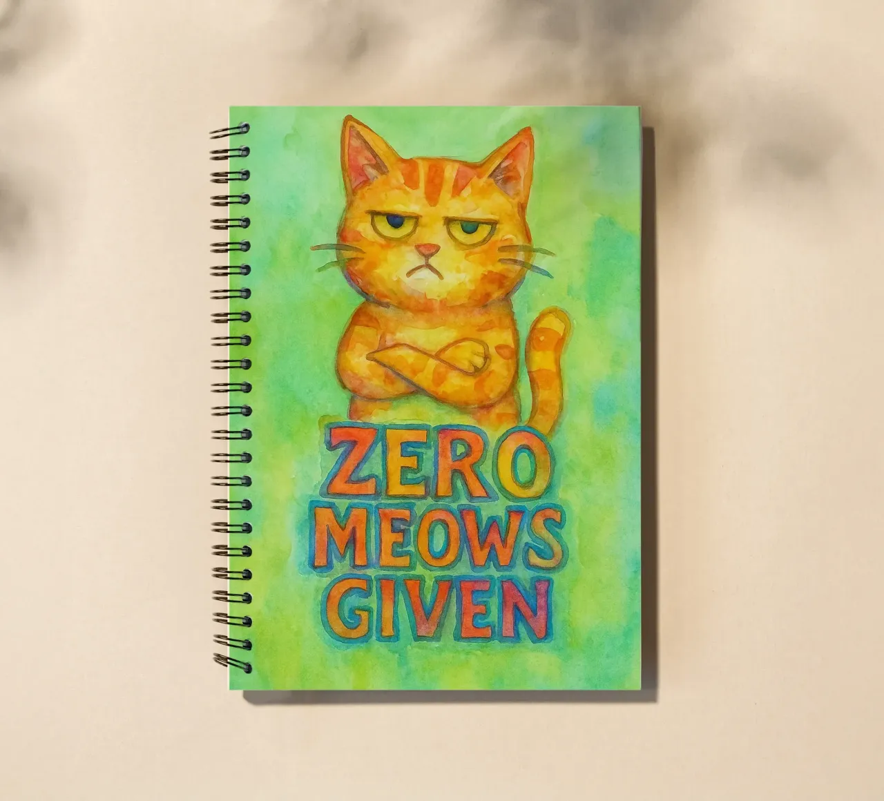 zero meows given funny cat spiral notebook by limous