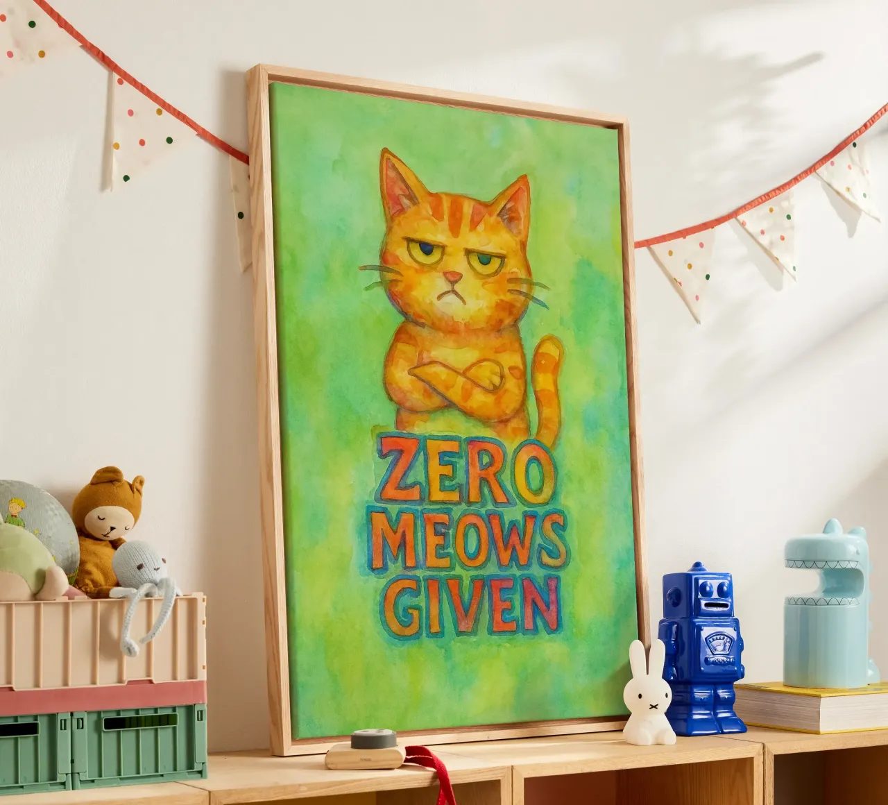 nul miauwen gegeven grappige kat canvas met Baklijst van limous