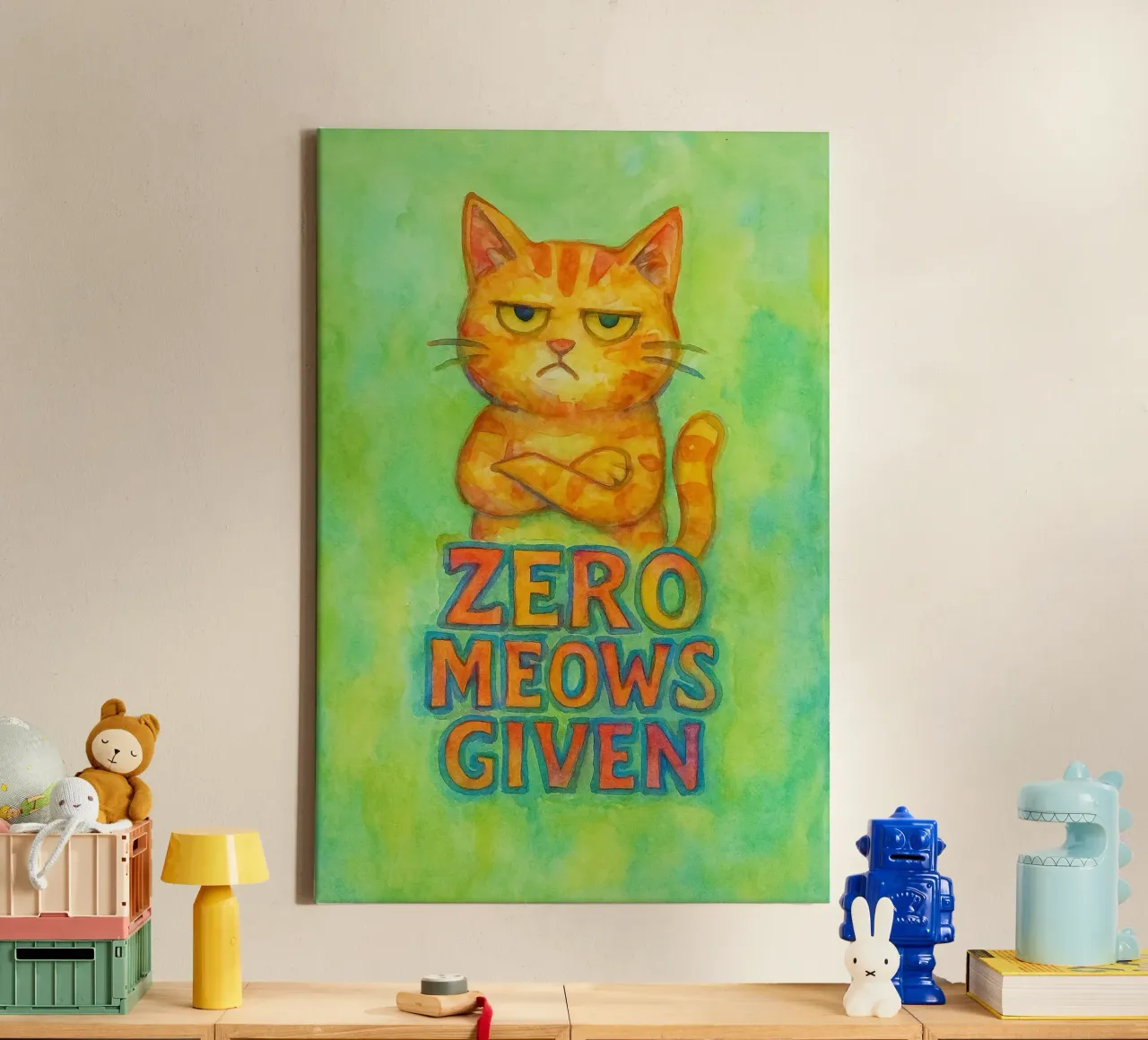 nul miauwen gegeven grappige kat canvas met Baklijst van limous