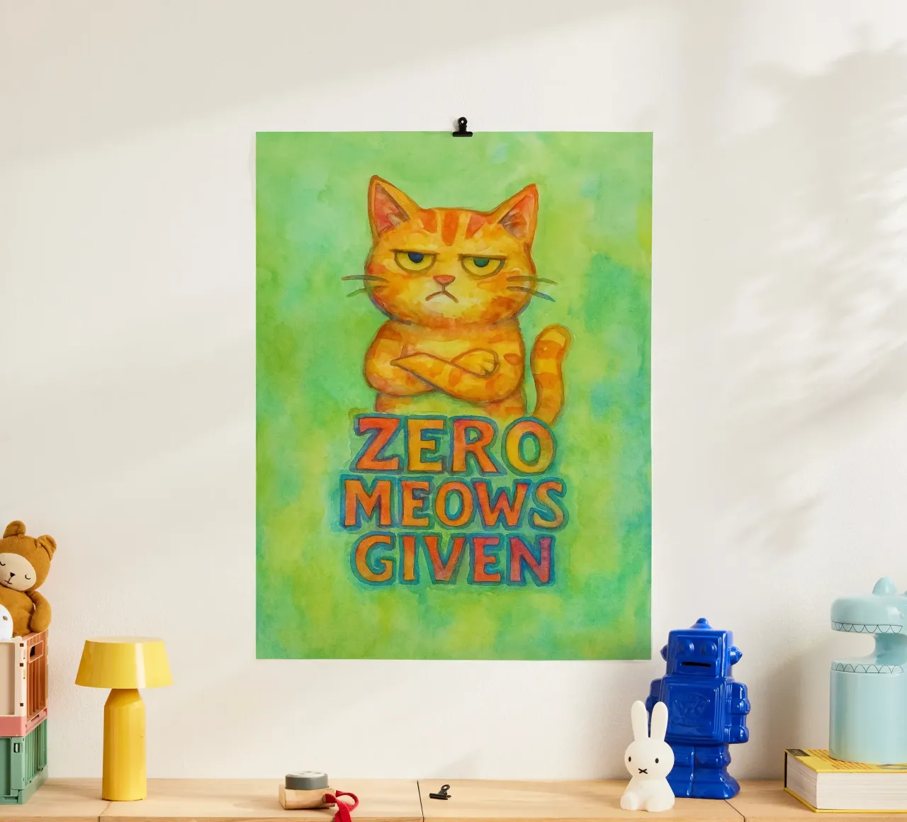nul miauwen gegeven grappige kat poster met aluminium frame van limous
