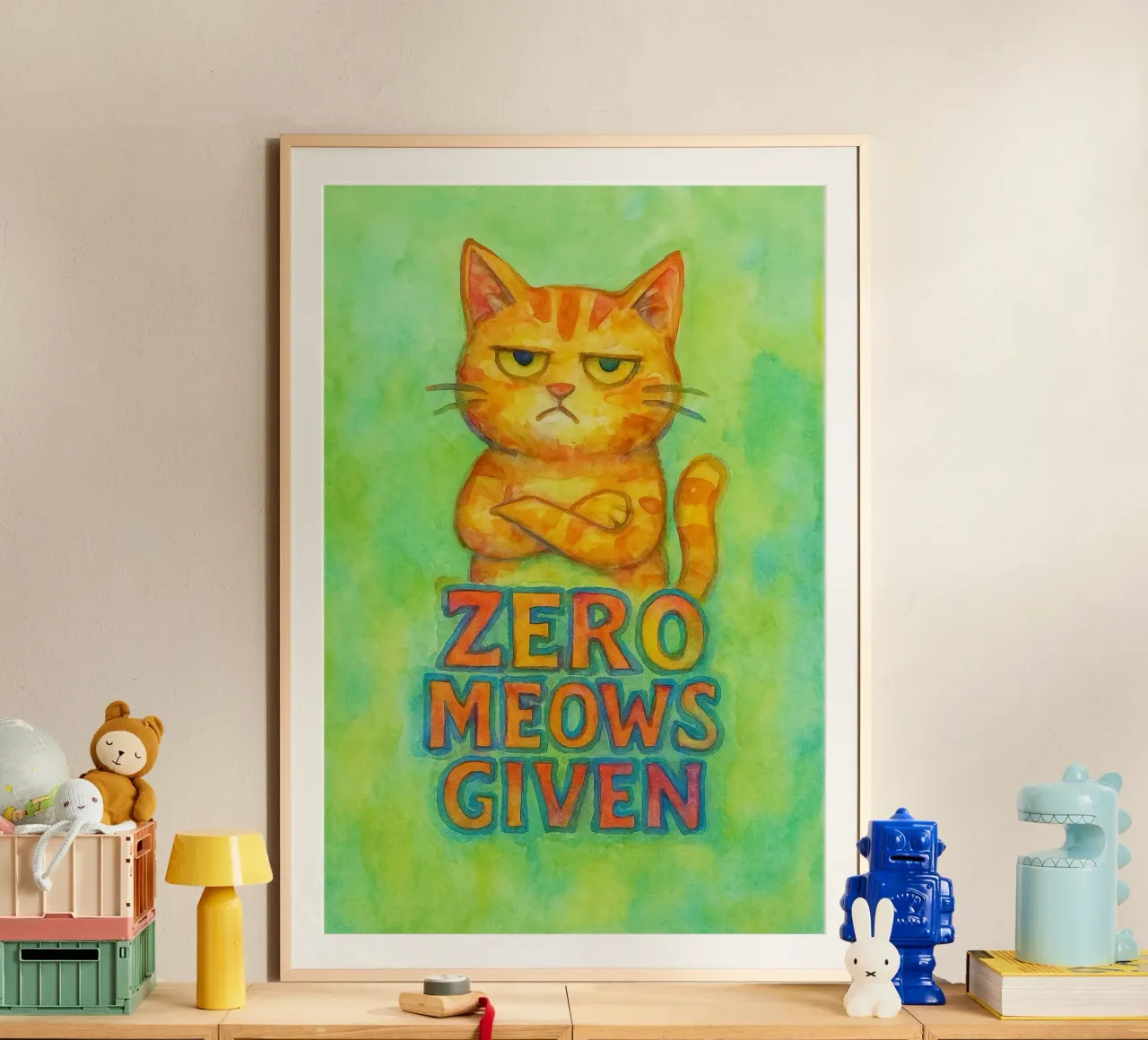 nul miauwen gegeven grappige kat poster met aluminium frame van limous