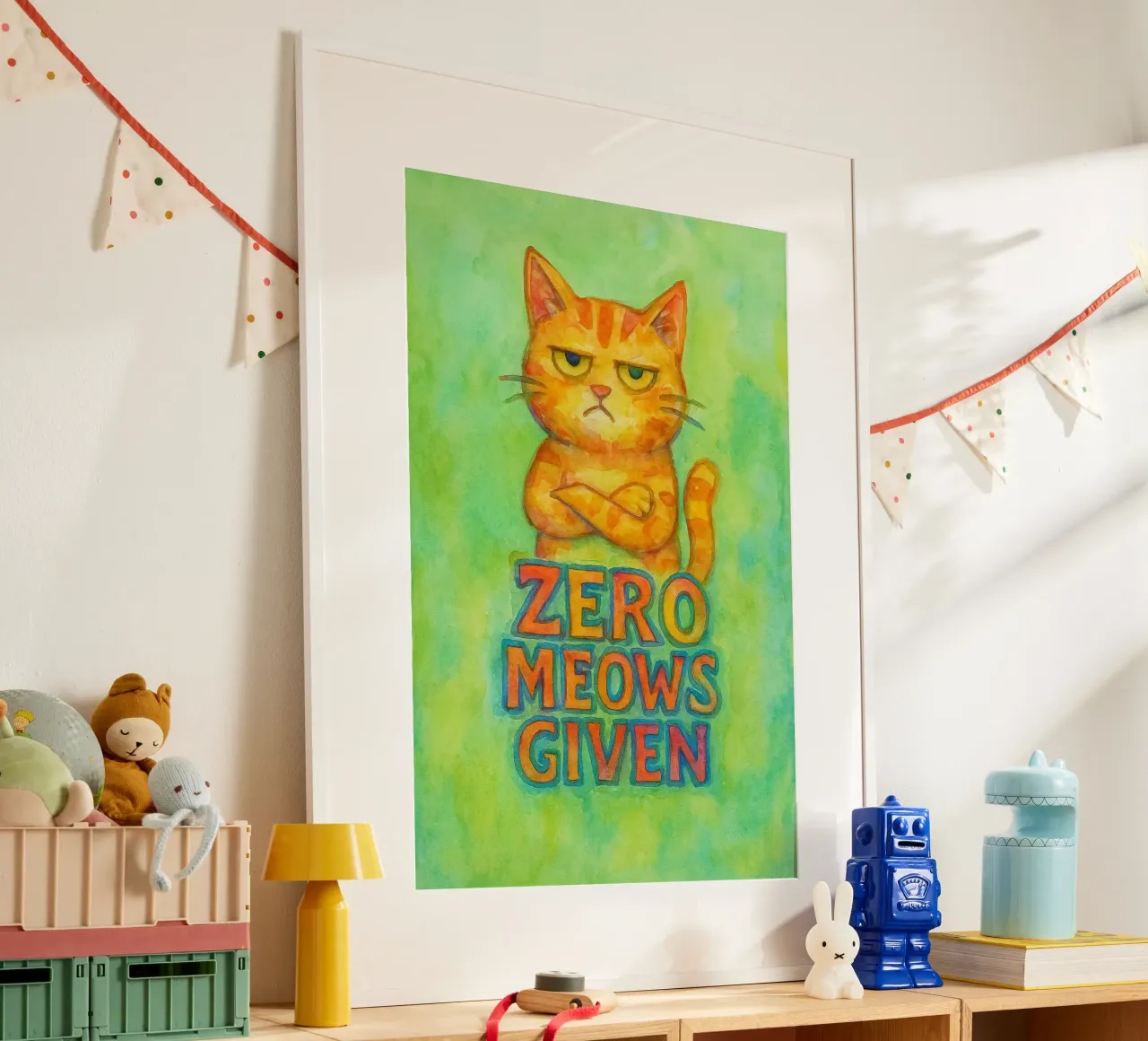 nul miauwen gegeven grappige kat poster met aluminium frame van limous