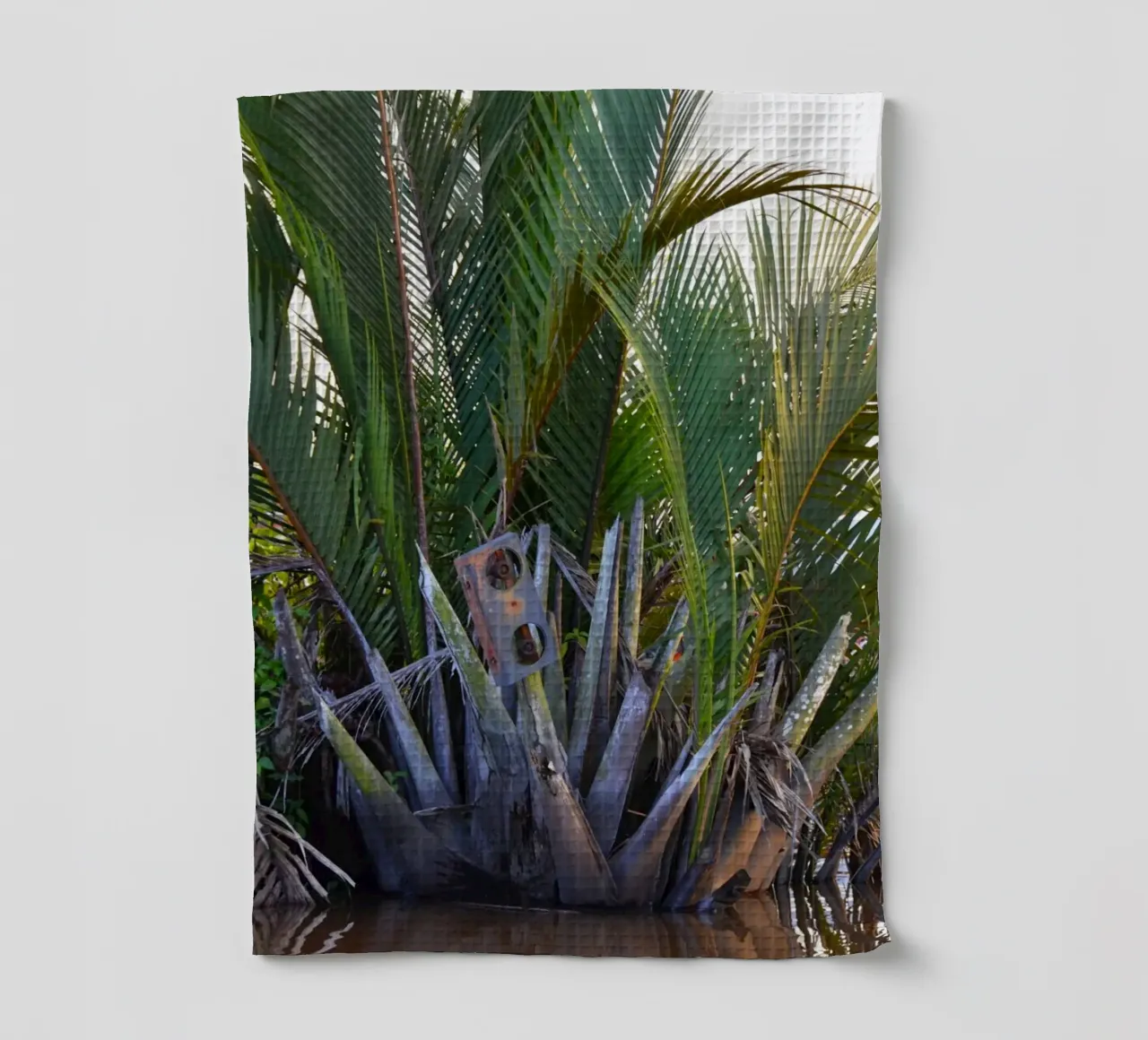 Speaker caught in Nipa Palm in the Klias Peninsula tea towel by byrieneke