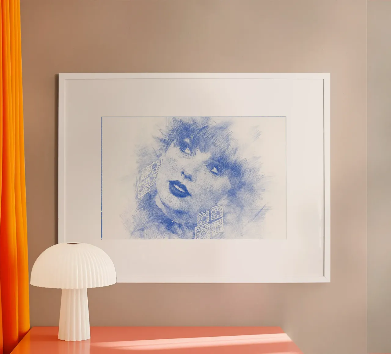 Schizzo di Taylor Swift poster con telaio in alluminio da Trinara