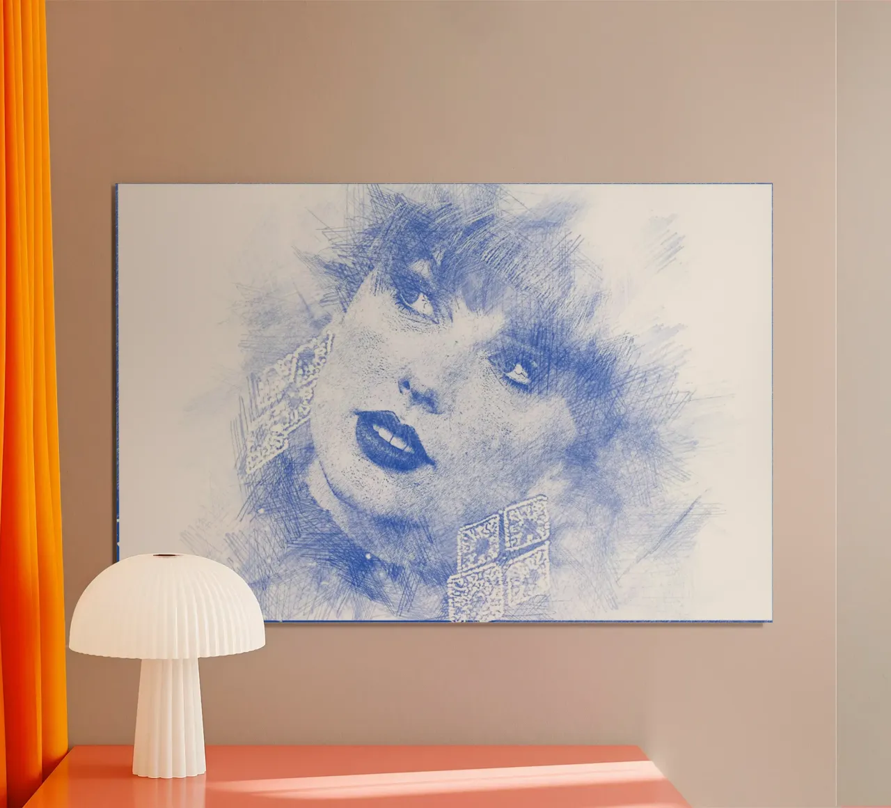 Schizzo di Taylor Swift poster con telaio in alluminio da Trinara