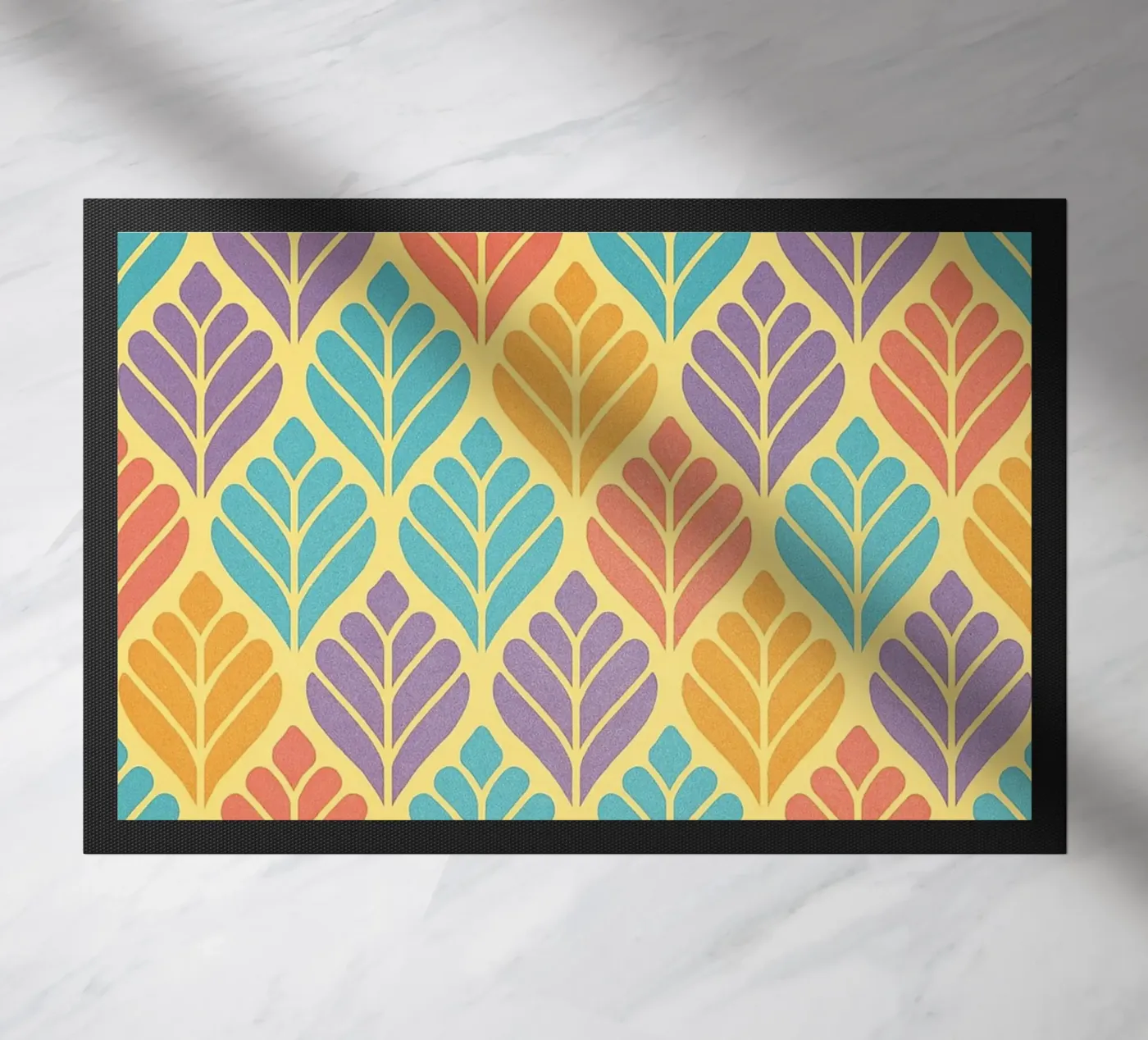 abstract leaf drawing doormat by klicins