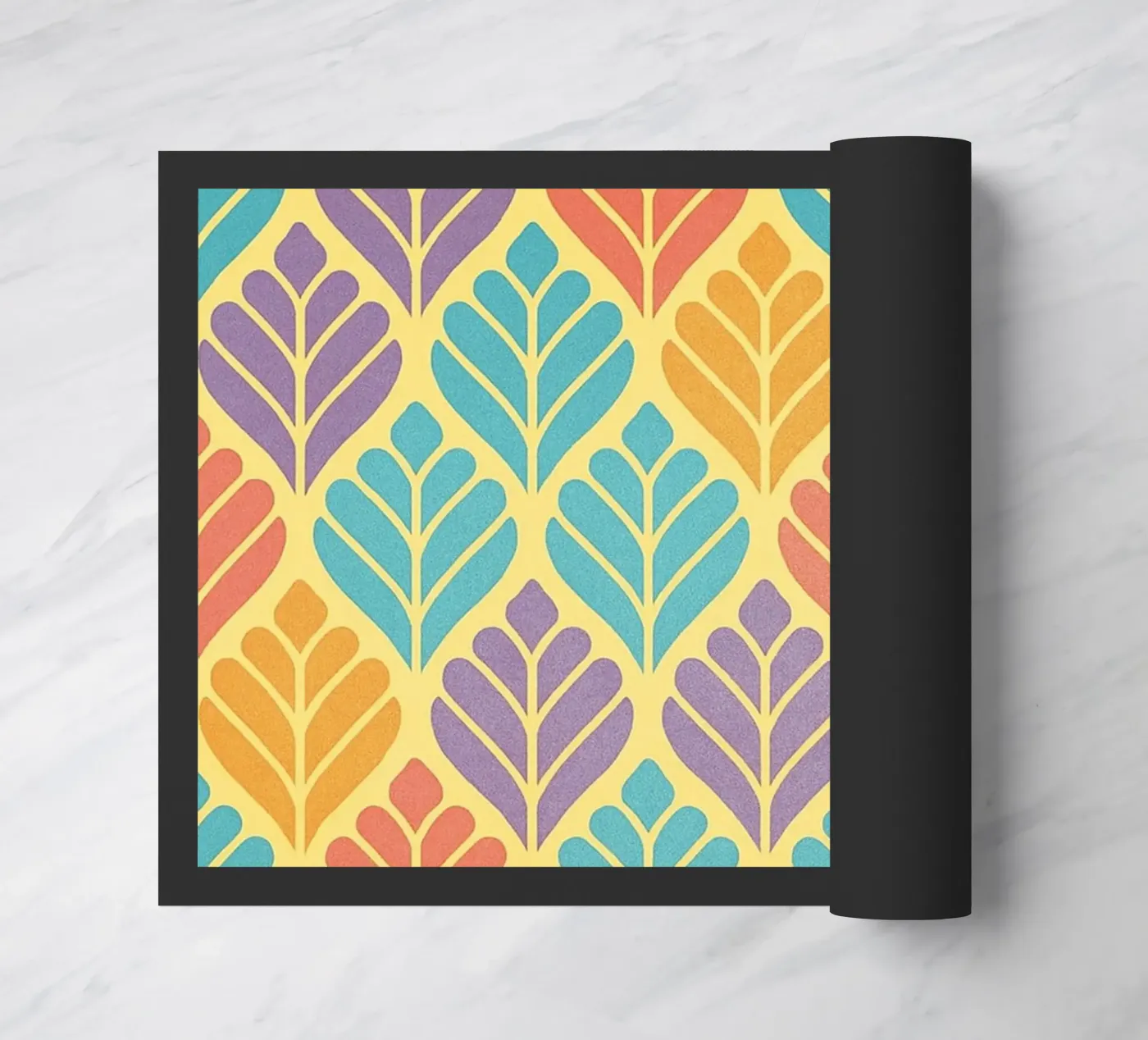 abstract leaf drawing doormat by klicins