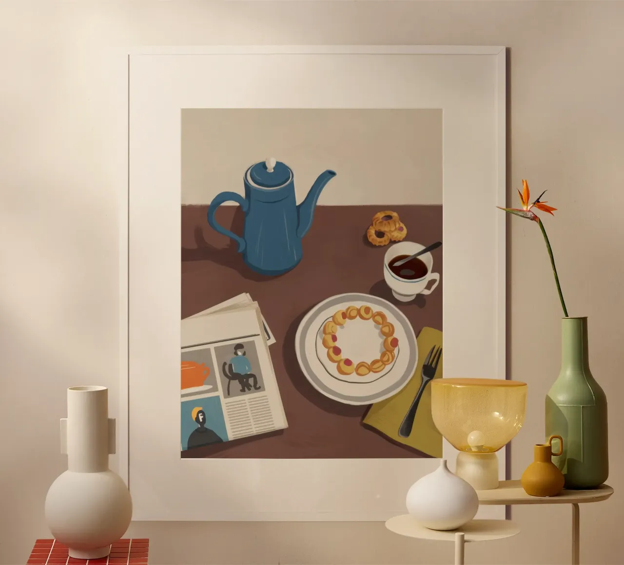 Mattina di carta Immobile poster con telaio in plastica da Snow Mist
