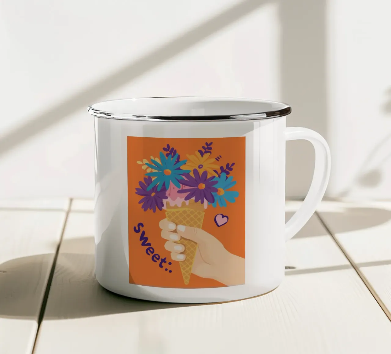 Cono floreale dolce tazza in smalto da Snow Mist