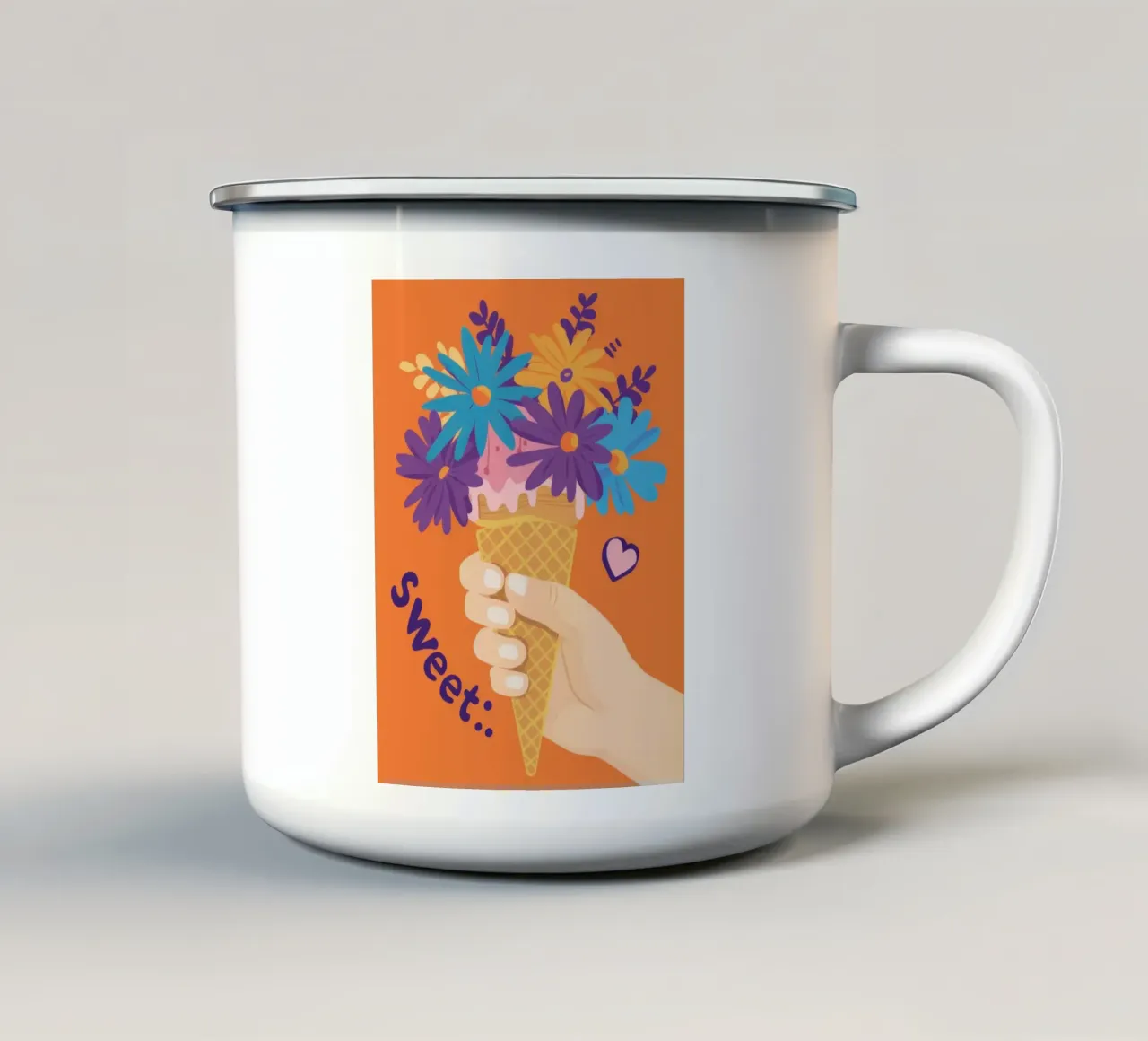 Cono floreale dolce tazza in smalto da Snow Mist