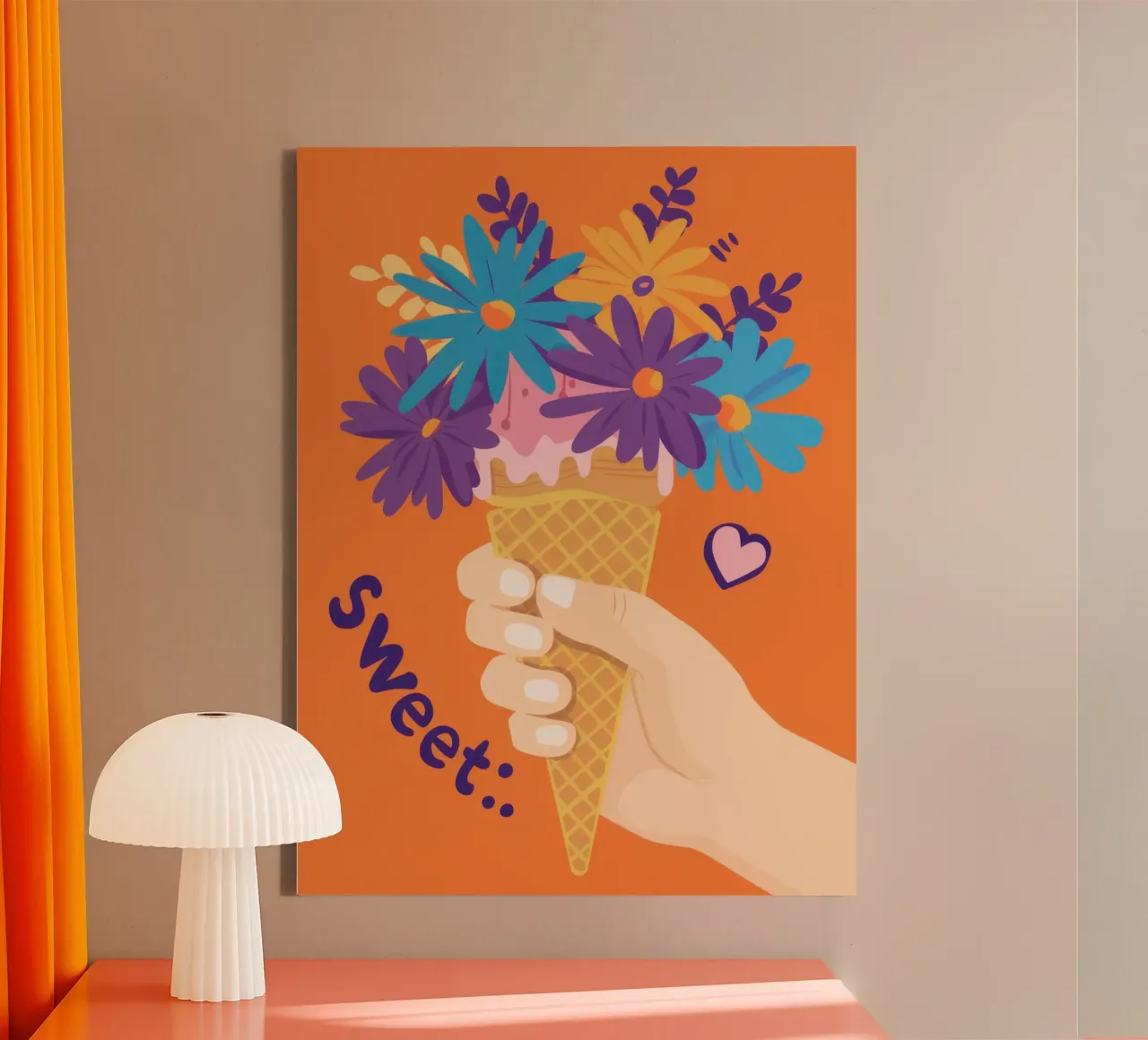 Süßer Blumenzapfen Leinwand mit Schattenfugenrahmen von Snow Mist