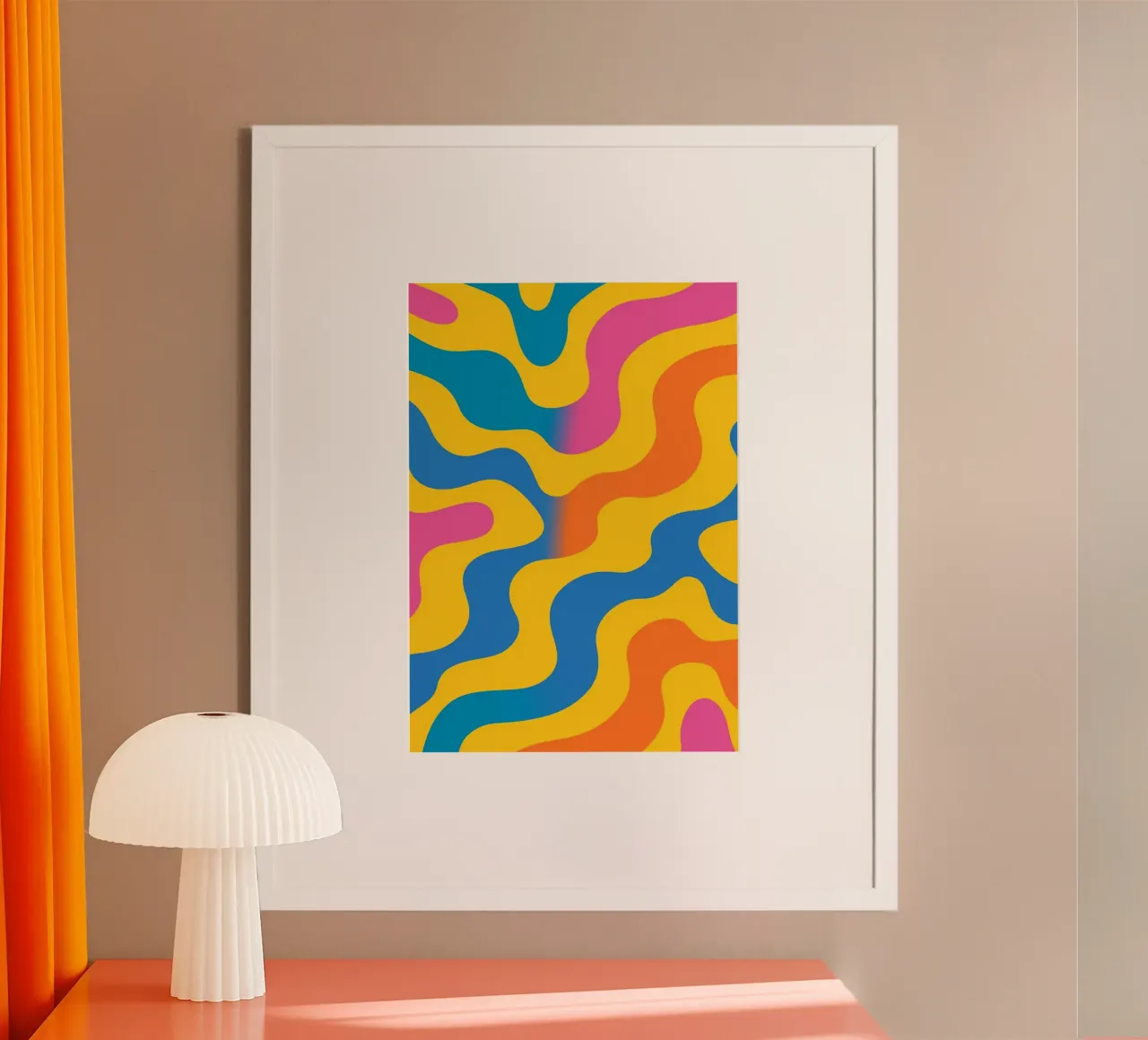 disegno astratto di foglie poster con telaio in plastica da klicins
