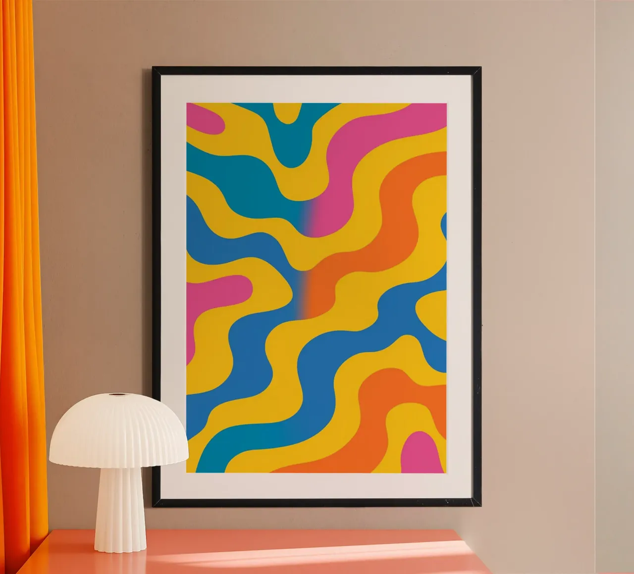 disegno astratto di foglie poster con telaio in plastica da klicins