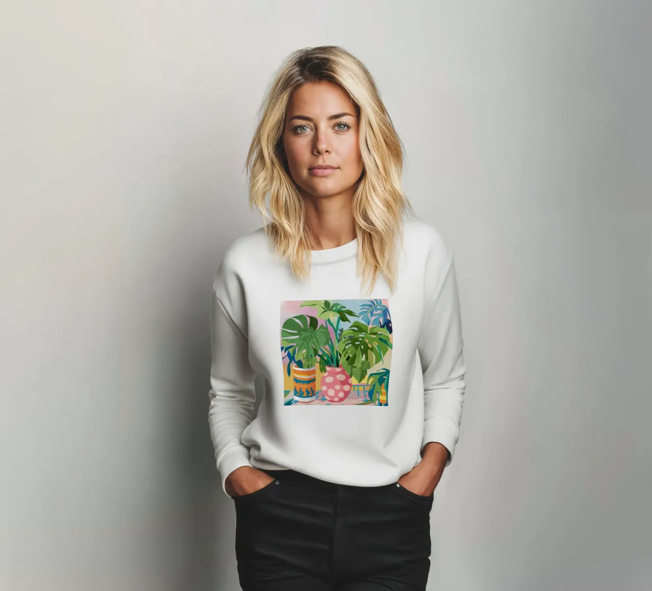 Vibrant Plant Haven sweatshirt by Lyra Glaze