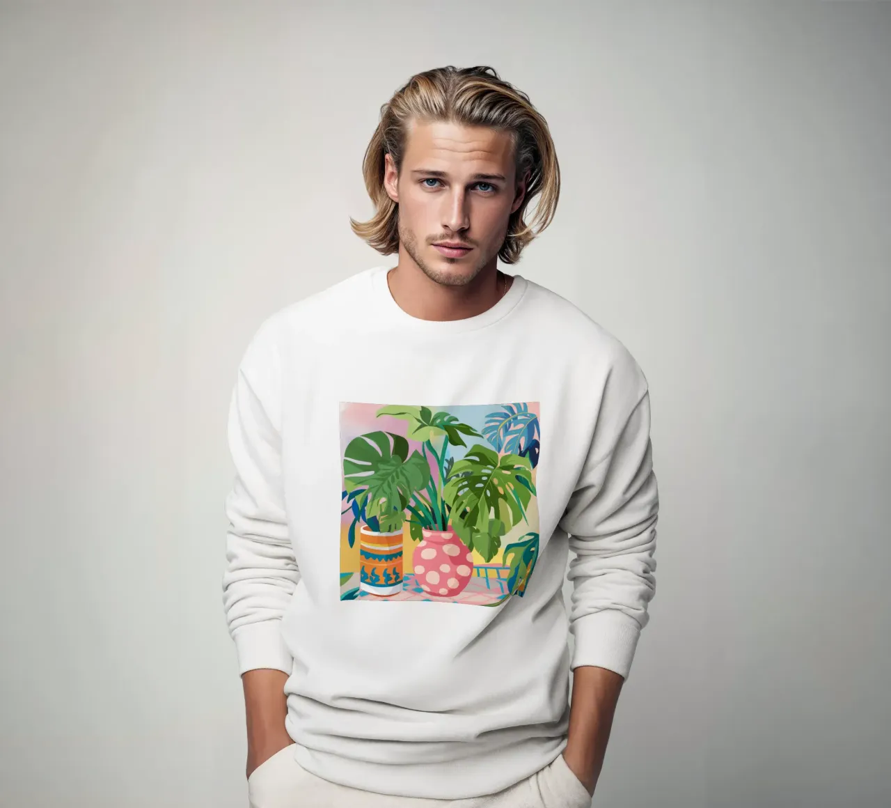 Vibrant Plant Haven sweatshirt by Lyra Glaze