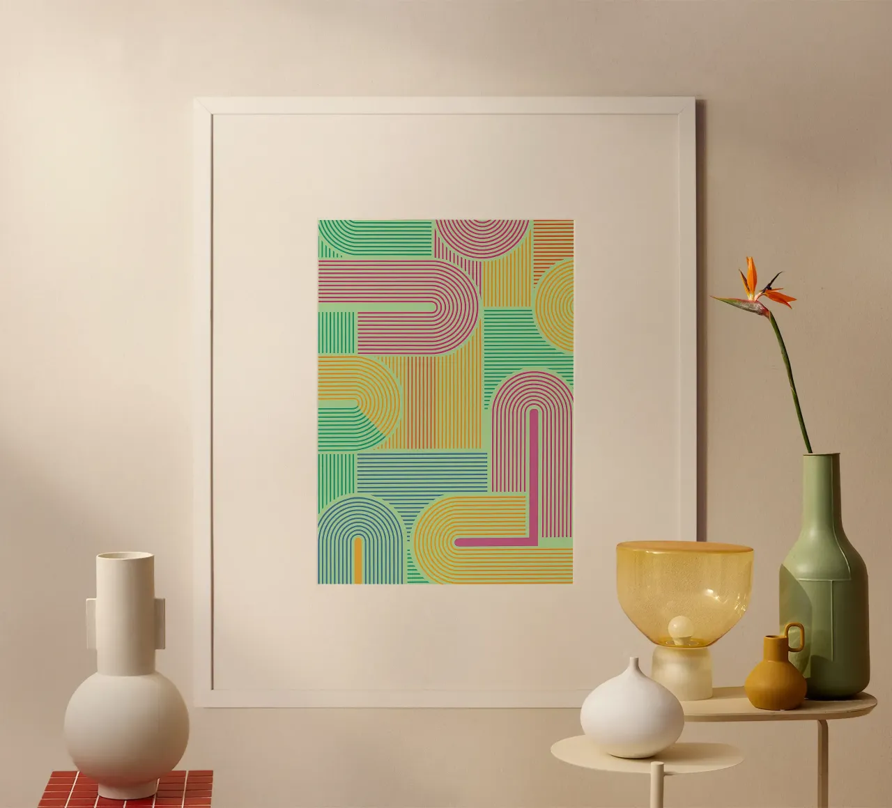 linea astratta disegno geometrico poster con telaio in plastica da klicins