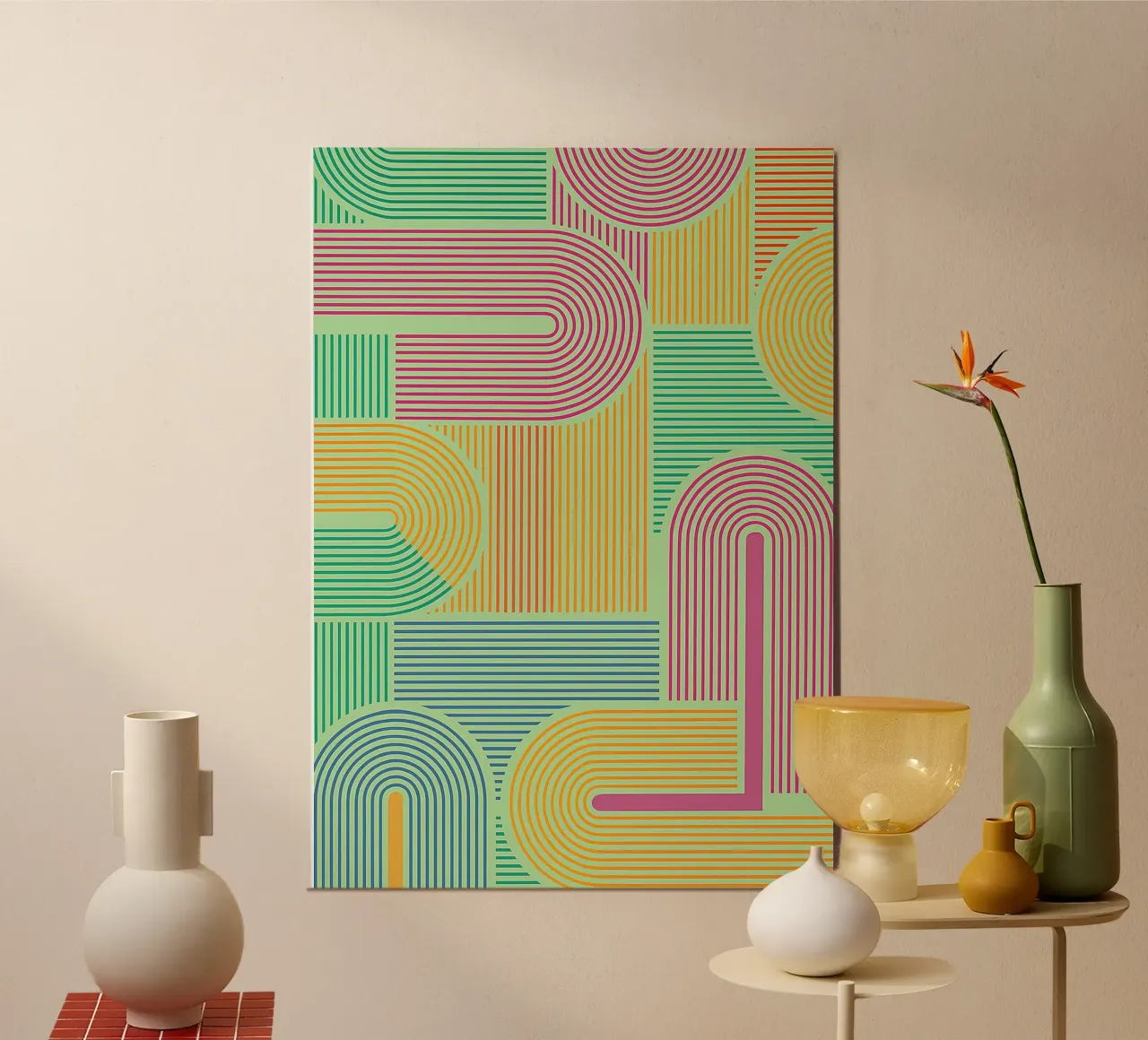 linea astratta disegno geometrico poster con telaio in plastica da klicins