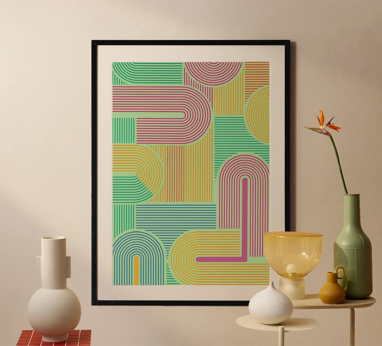 linea astratta disegno geometrico poster con telaio in plastica da klicins
