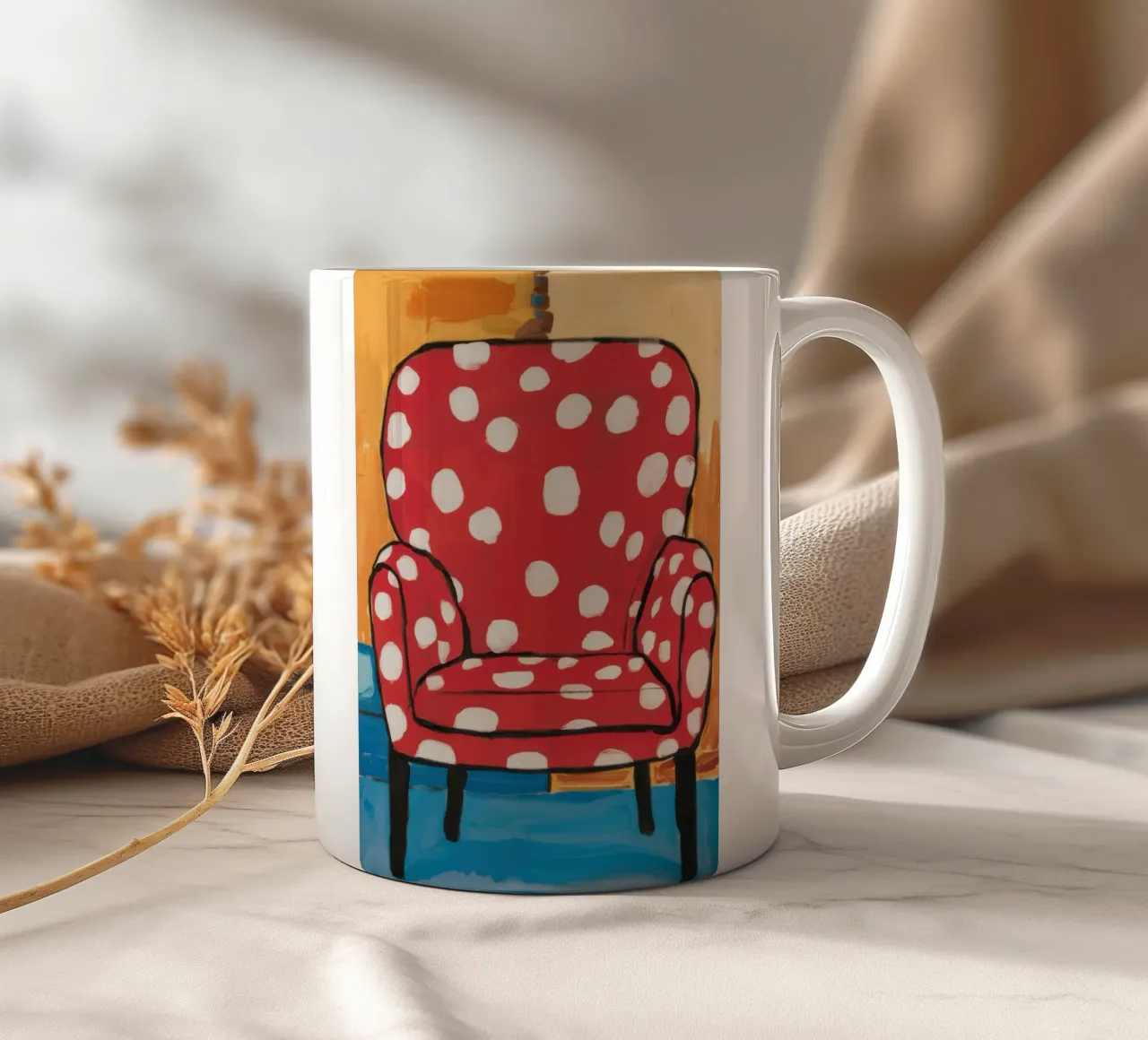 Poltrona a pois tazza in ceramica da Snow Mist