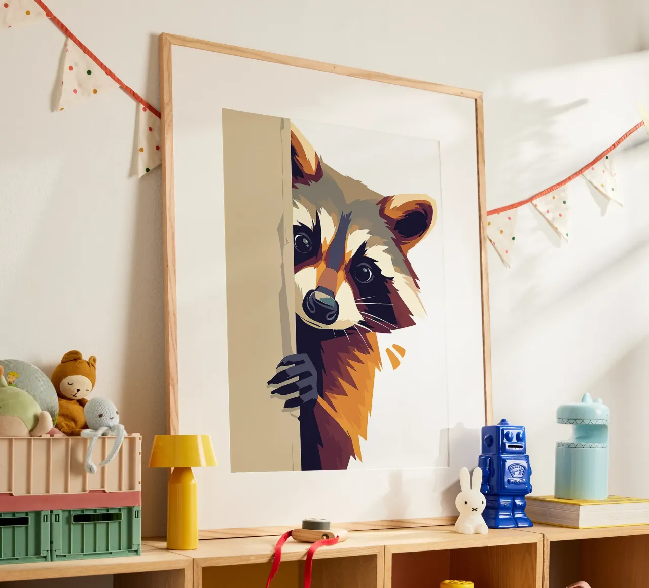 procione animale fauna selvatica mammifero foresta poster con telaio in alluminio da Franziska Richter