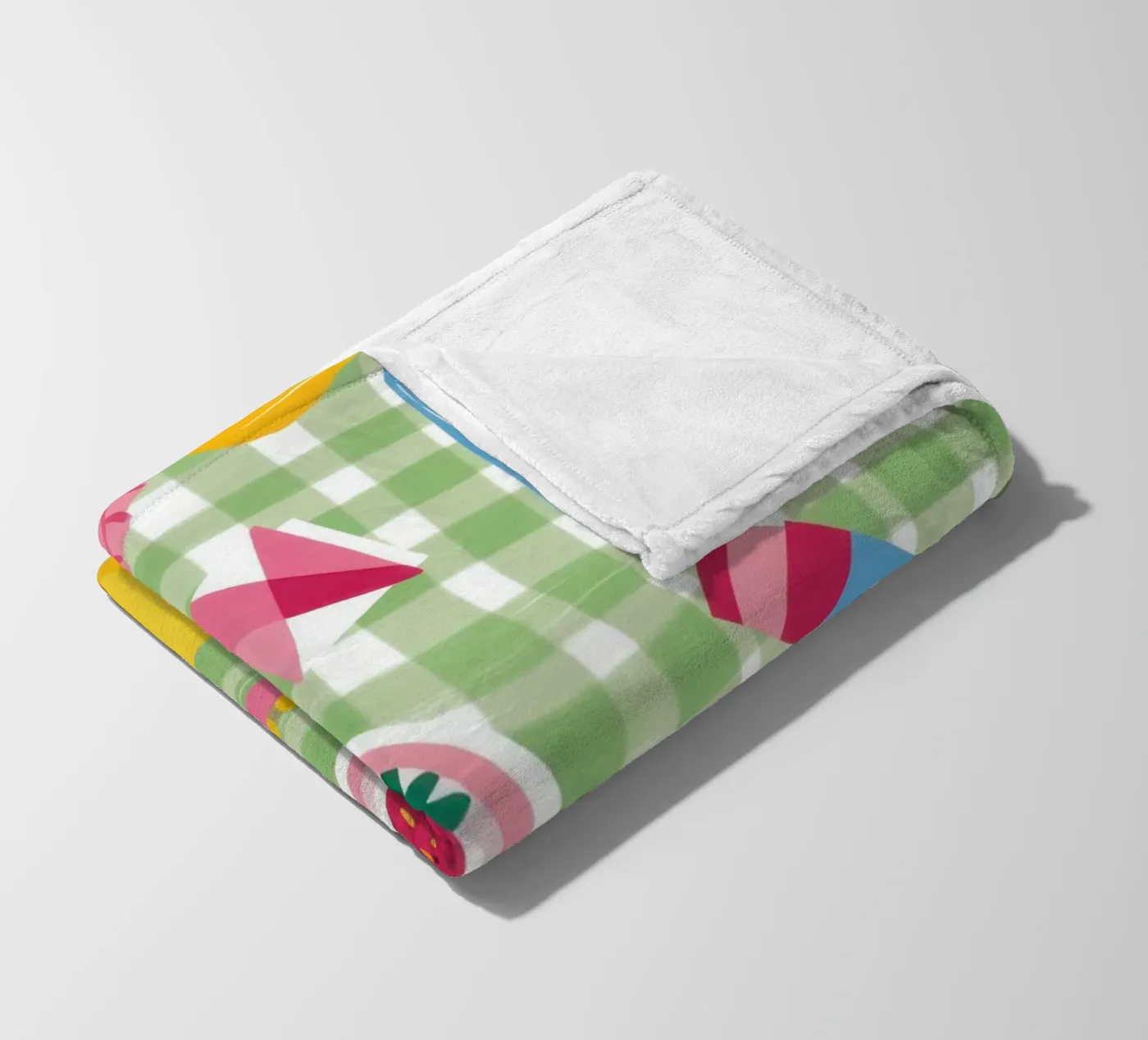 Gingham Picknick-Flatlay Fleecedecke von Snow Mist