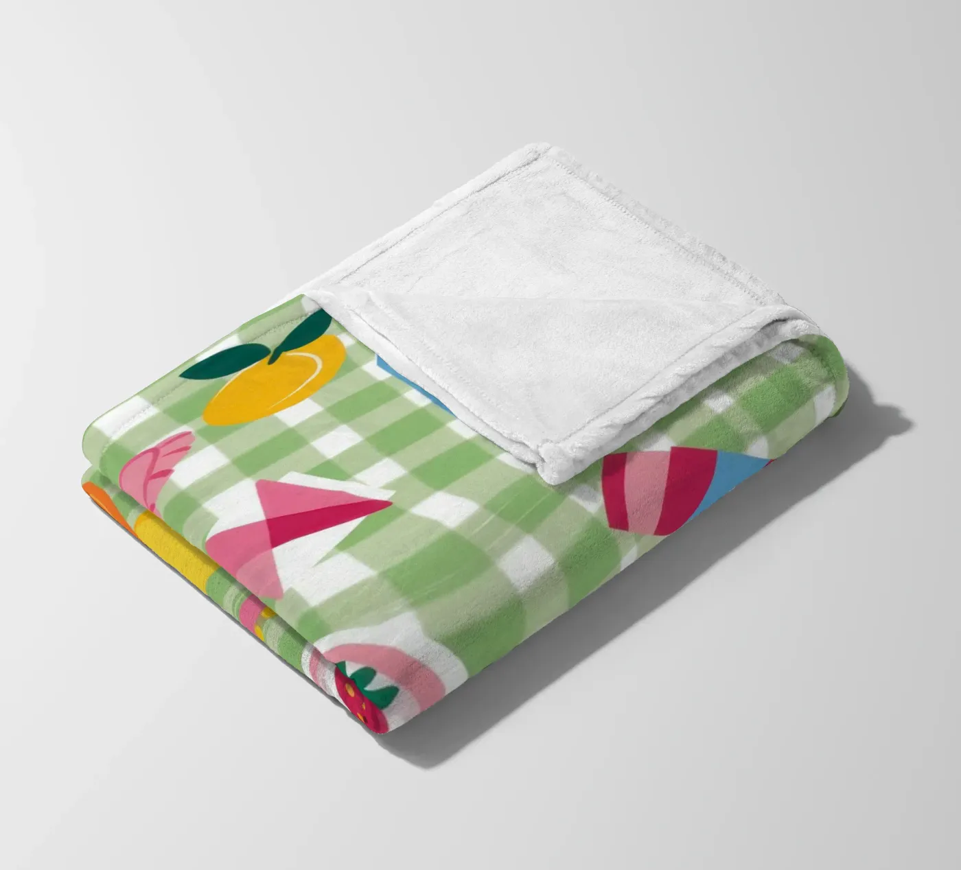 Gingham Picknick-Flatlay Fleecedecke von Snow Mist