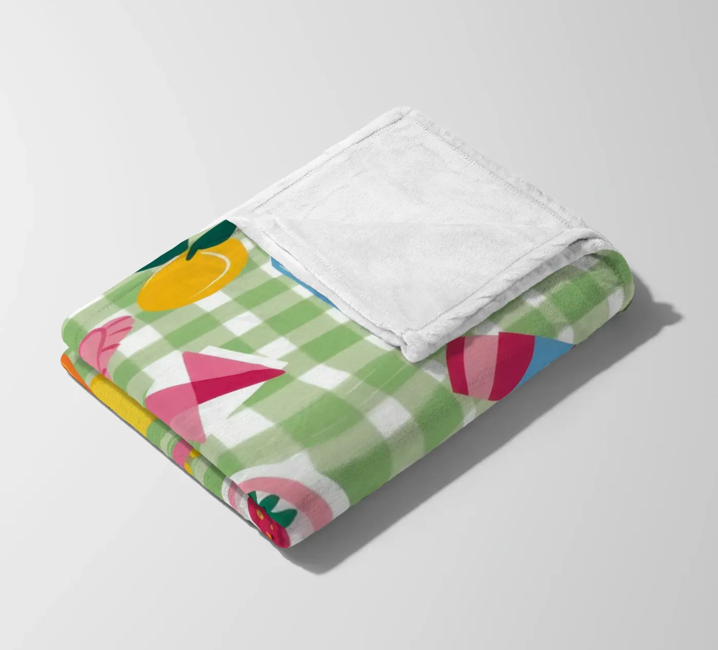 Gingham Picknick-Flatlay Fleecedecke von Snow Mist