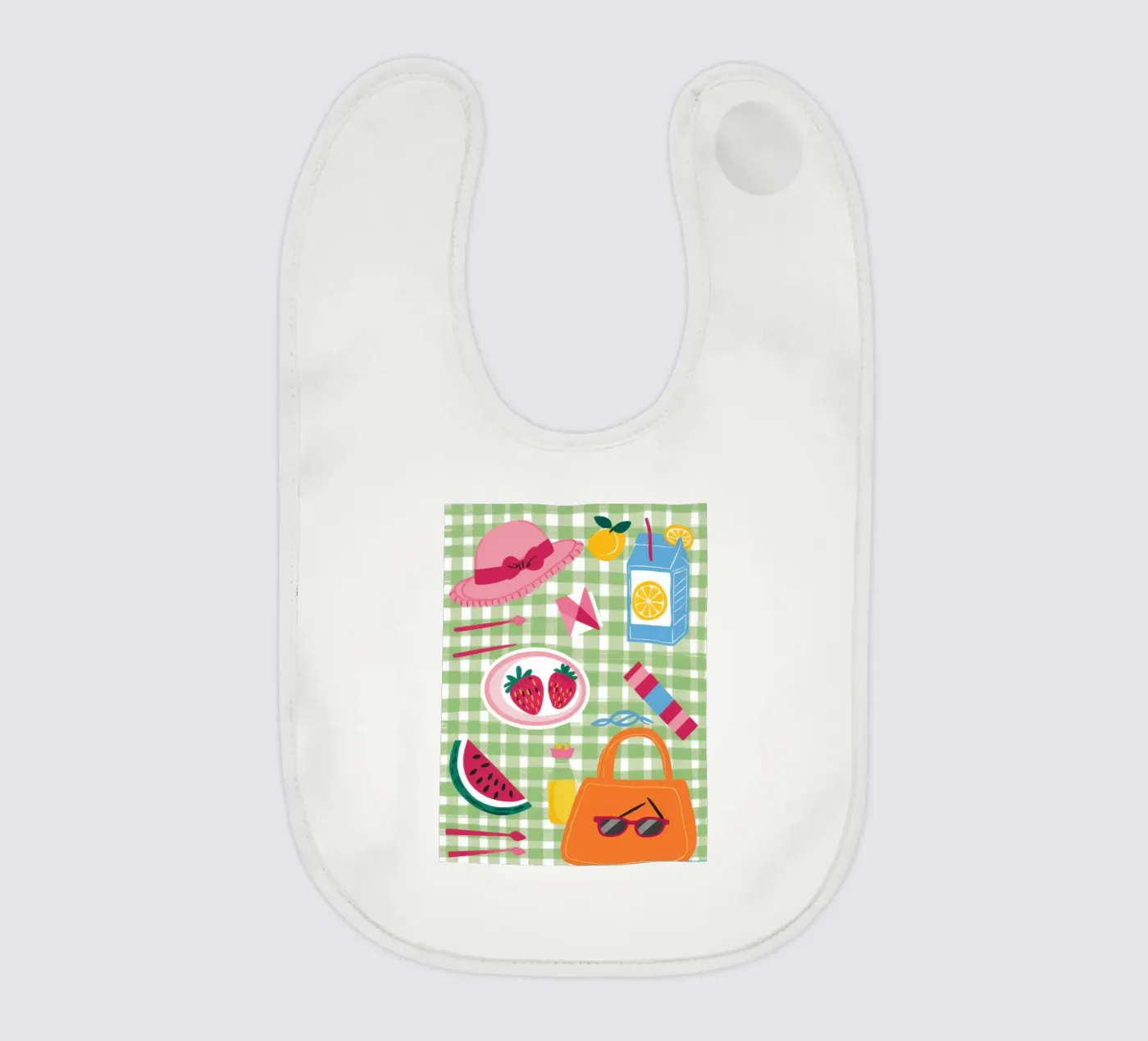 Gingham Picknick-Flatlay Babylätzchen von Snow Mist