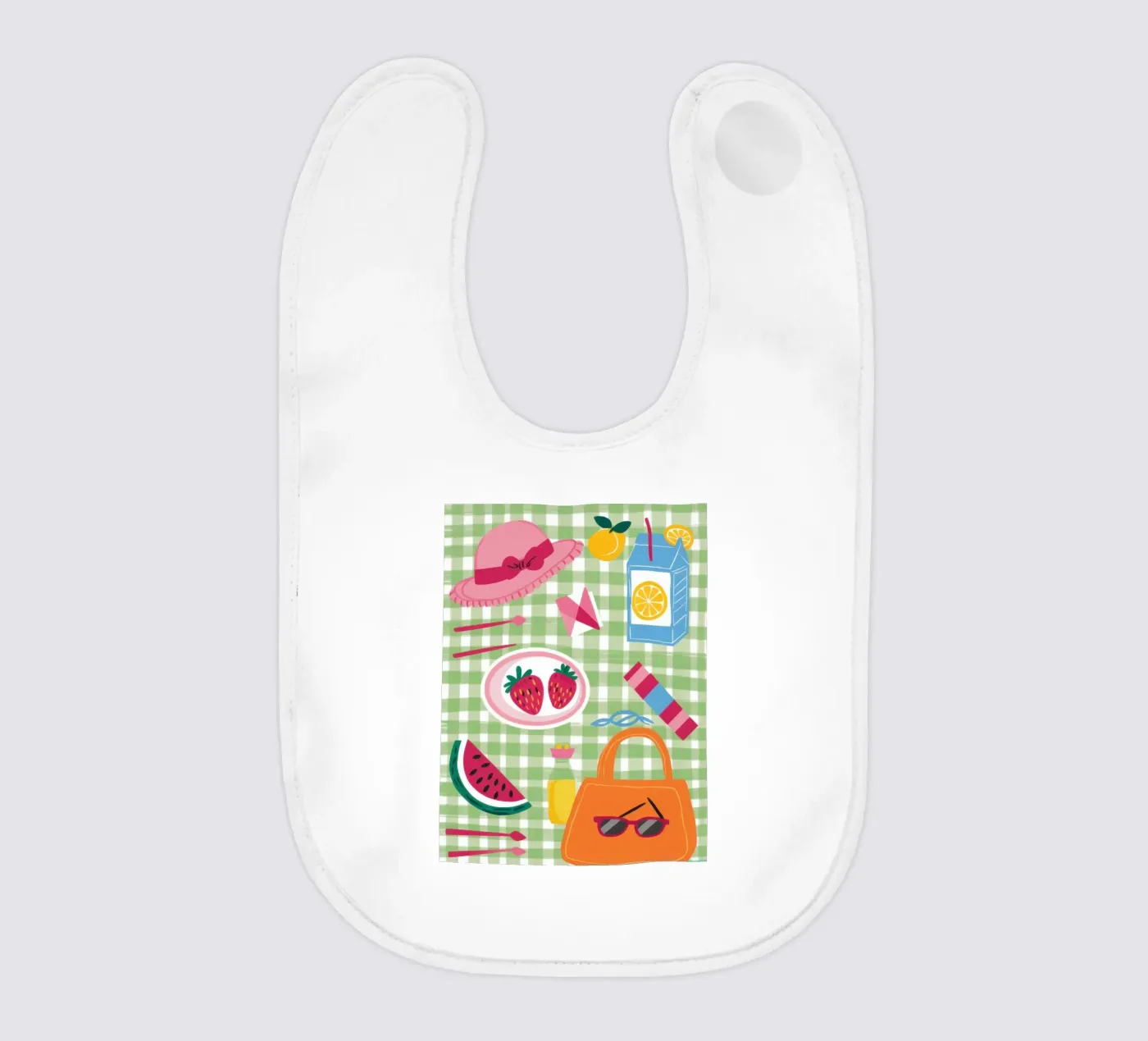 Gingham Picknick-Flatlay Babylätzchen von Snow Mist