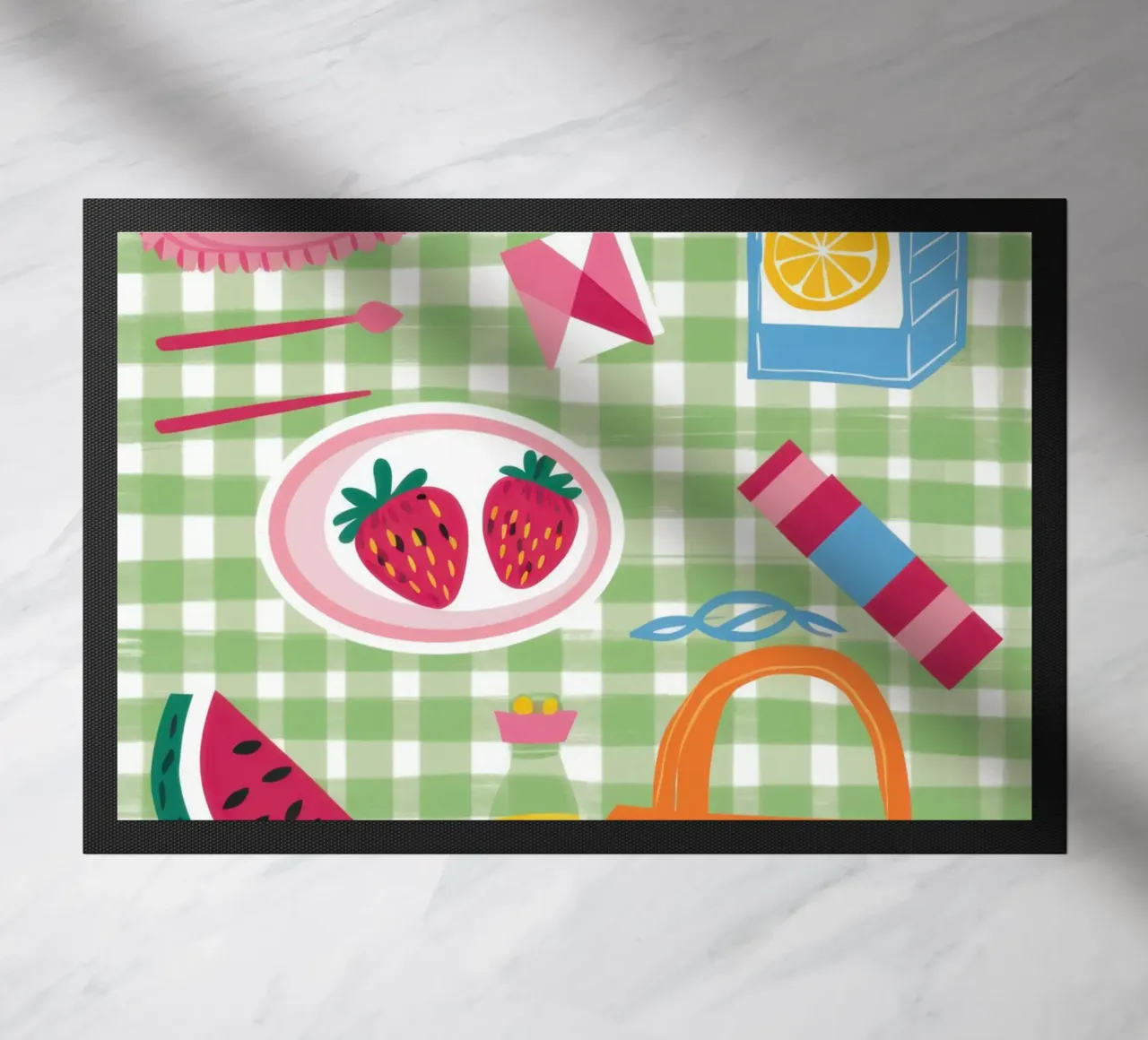 Gingham Picnic Flatlay zerbino da Snow Mist