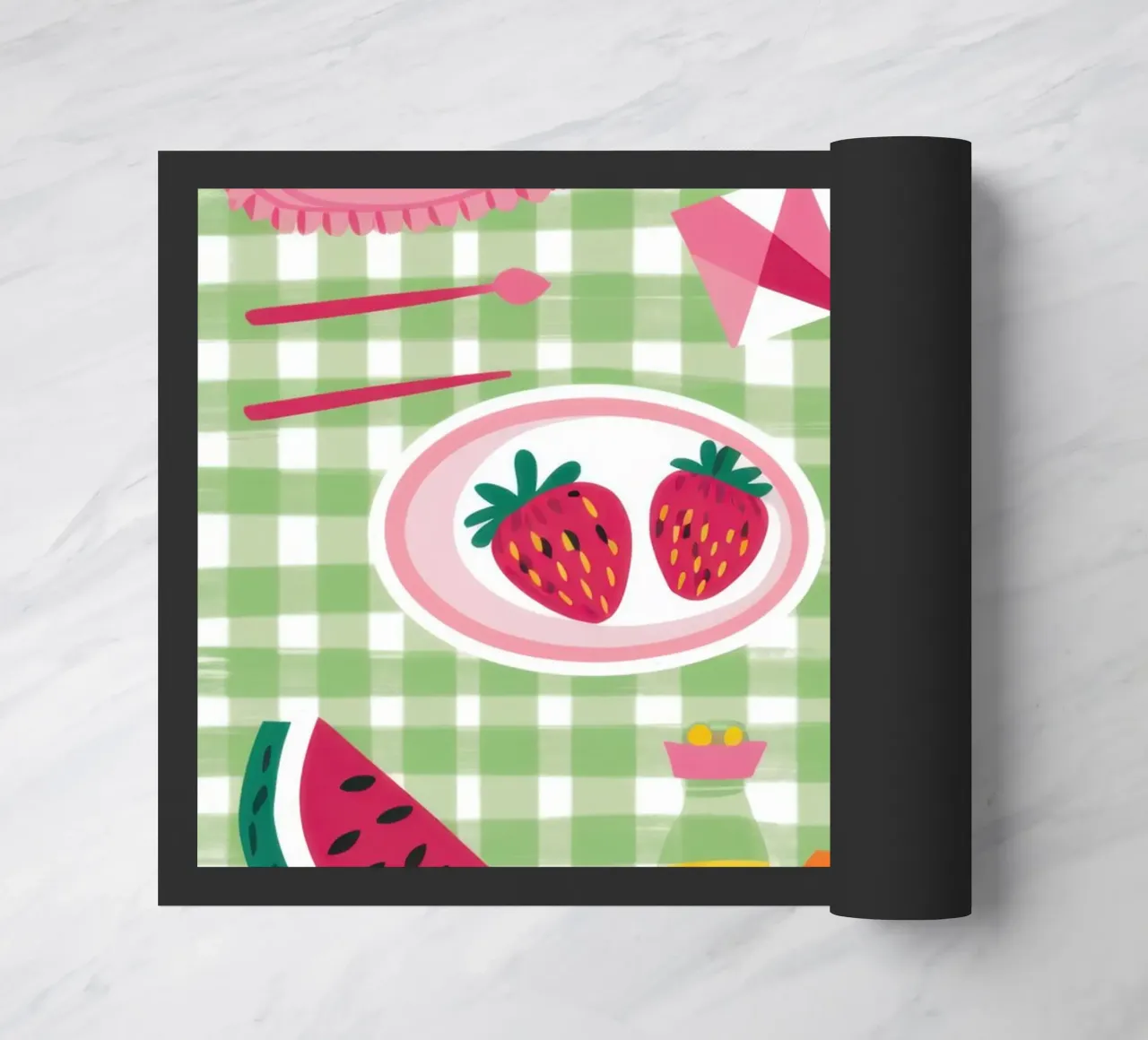 Gingham Picnic Flatlay zerbino da Snow Mist
