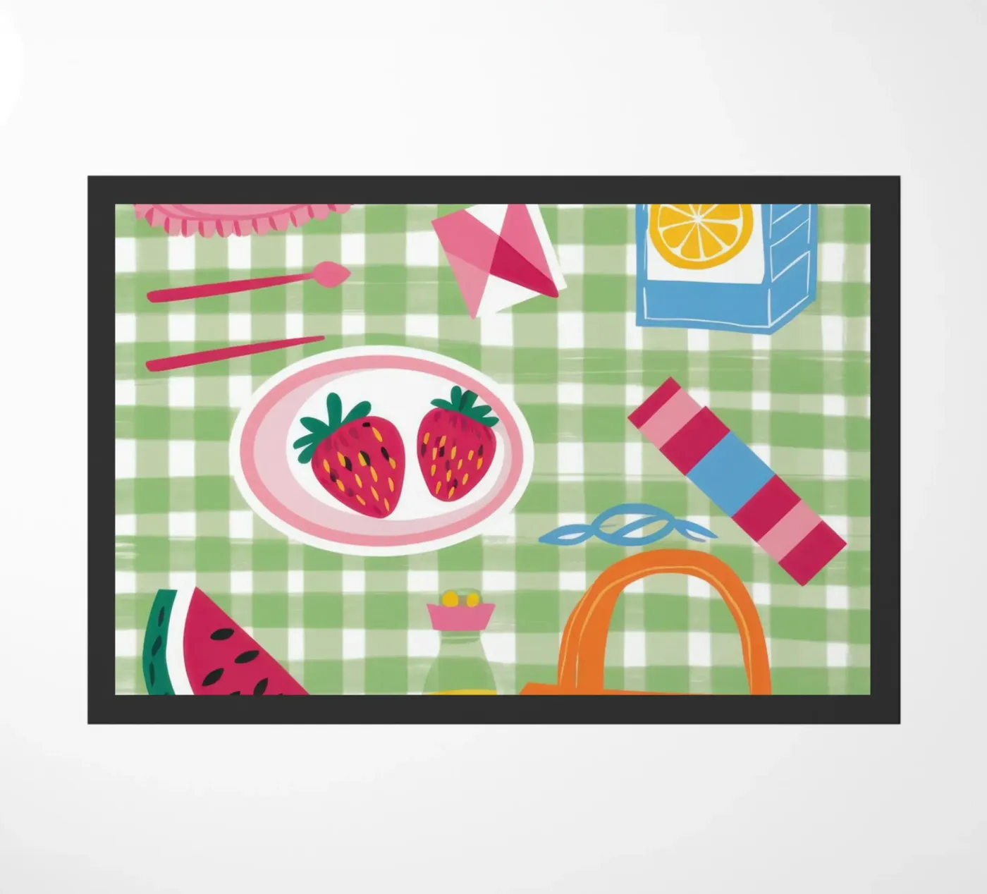 Gingham Picnic Flatlay zerbino da Snow Mist