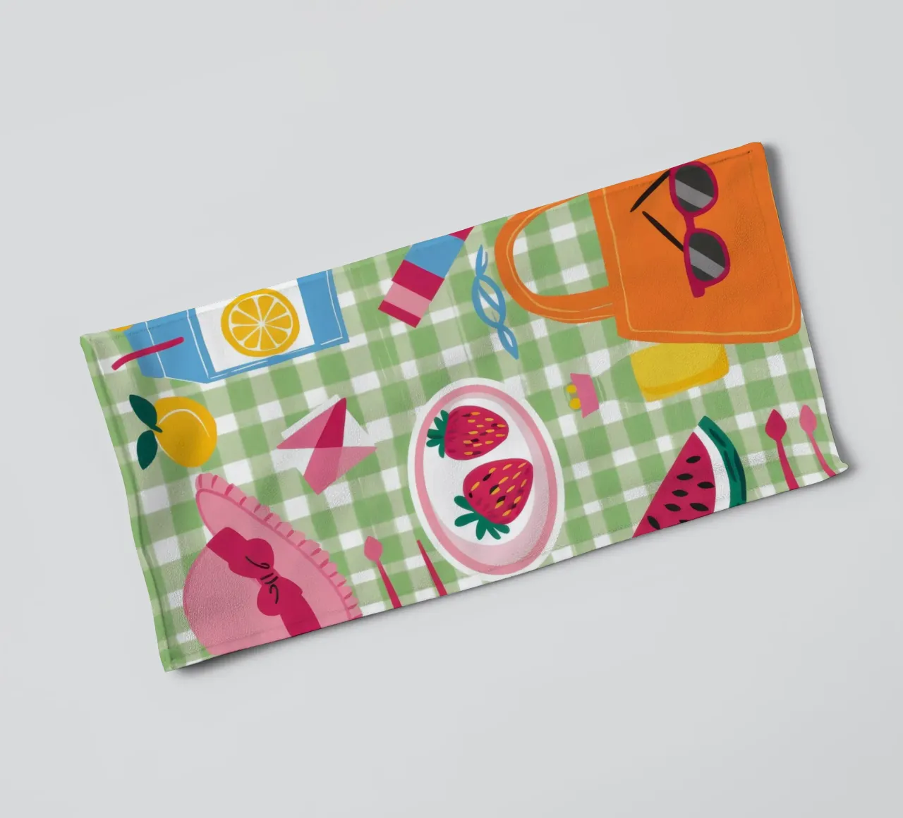 Gingham Picnic Flatlay asciugamano da bagno da Snow Mist