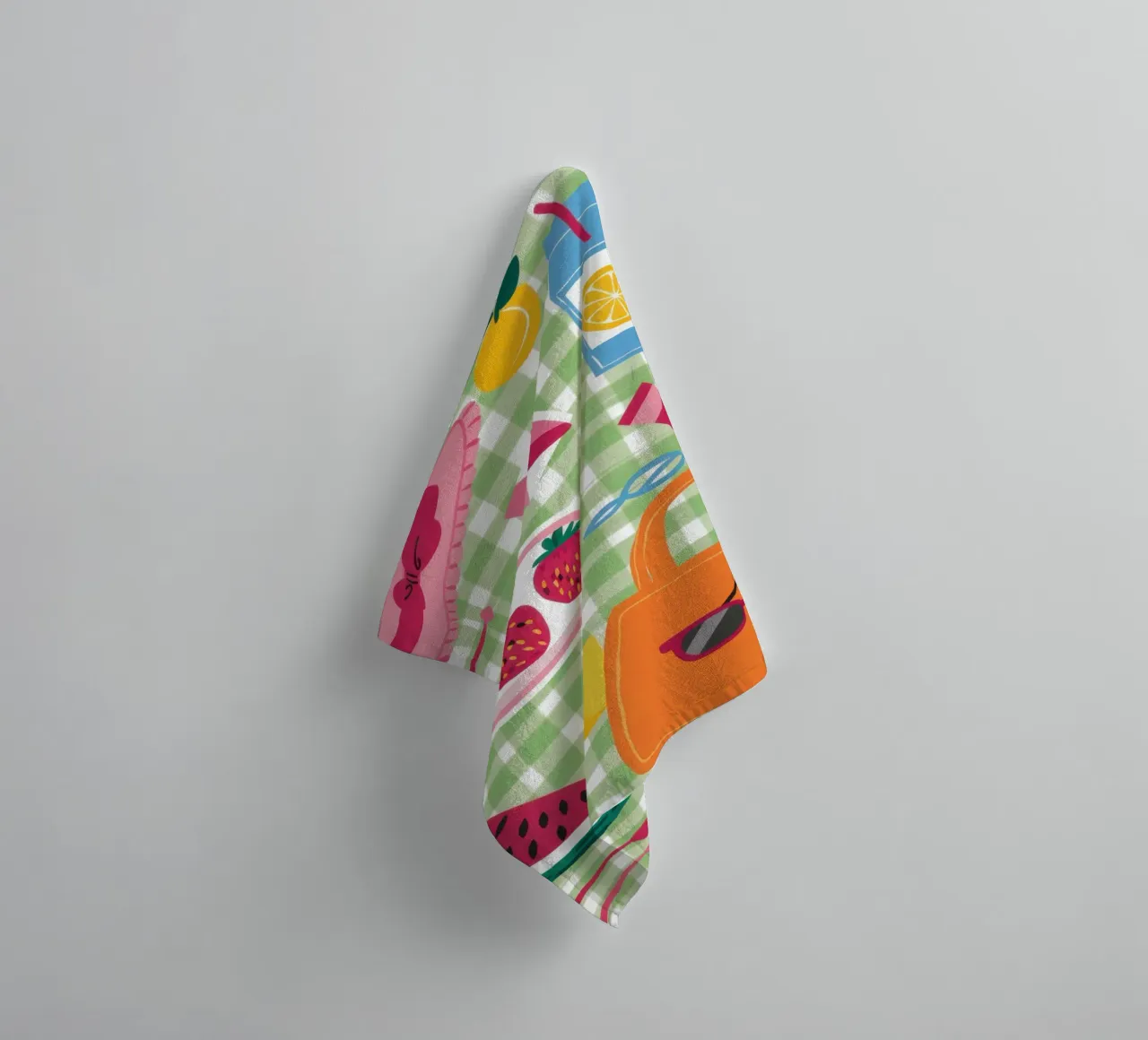 Gingham Picnic Flatlay asciugamano da bagno da Snow Mist